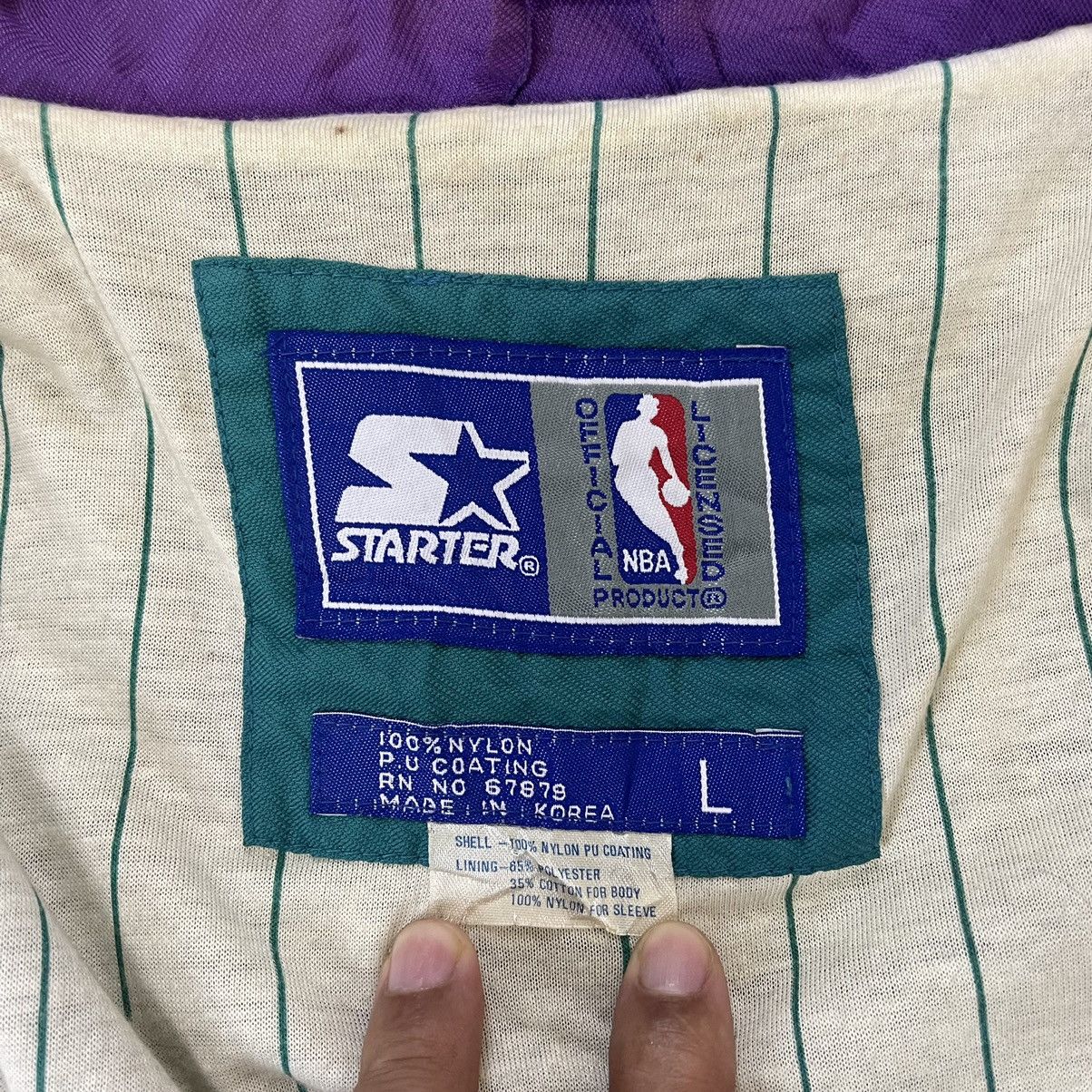 NBA × Starter Charlotte Hornetts Big Logo Zipper Jacket Sun Faded Size XL Size US XL / EU 56 / 4 - 20 Thumbnail