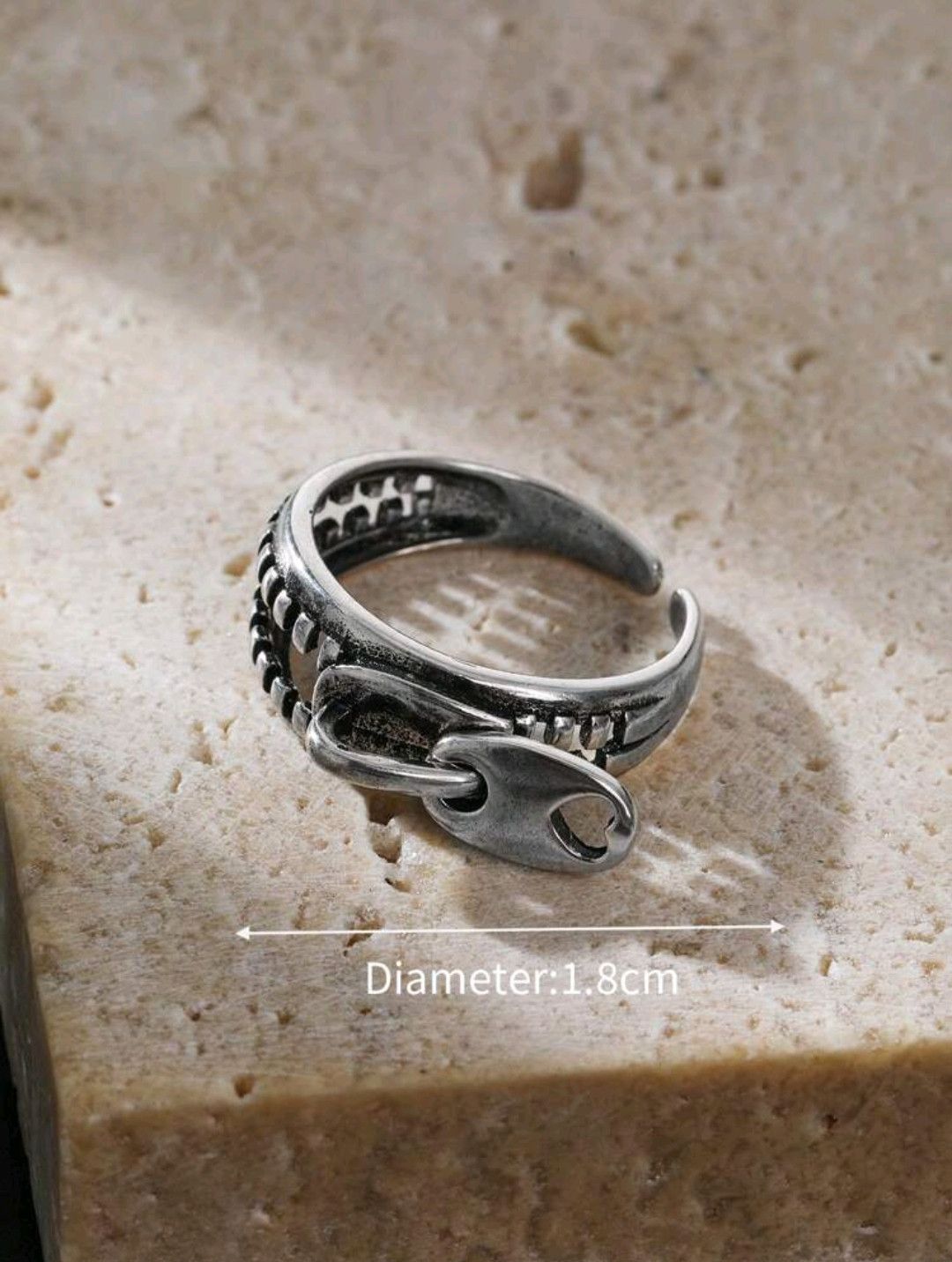 Designer × Vintage Men Zip Design Cuff Ring Copper Size ONE SIZE - 4 Thumbnail