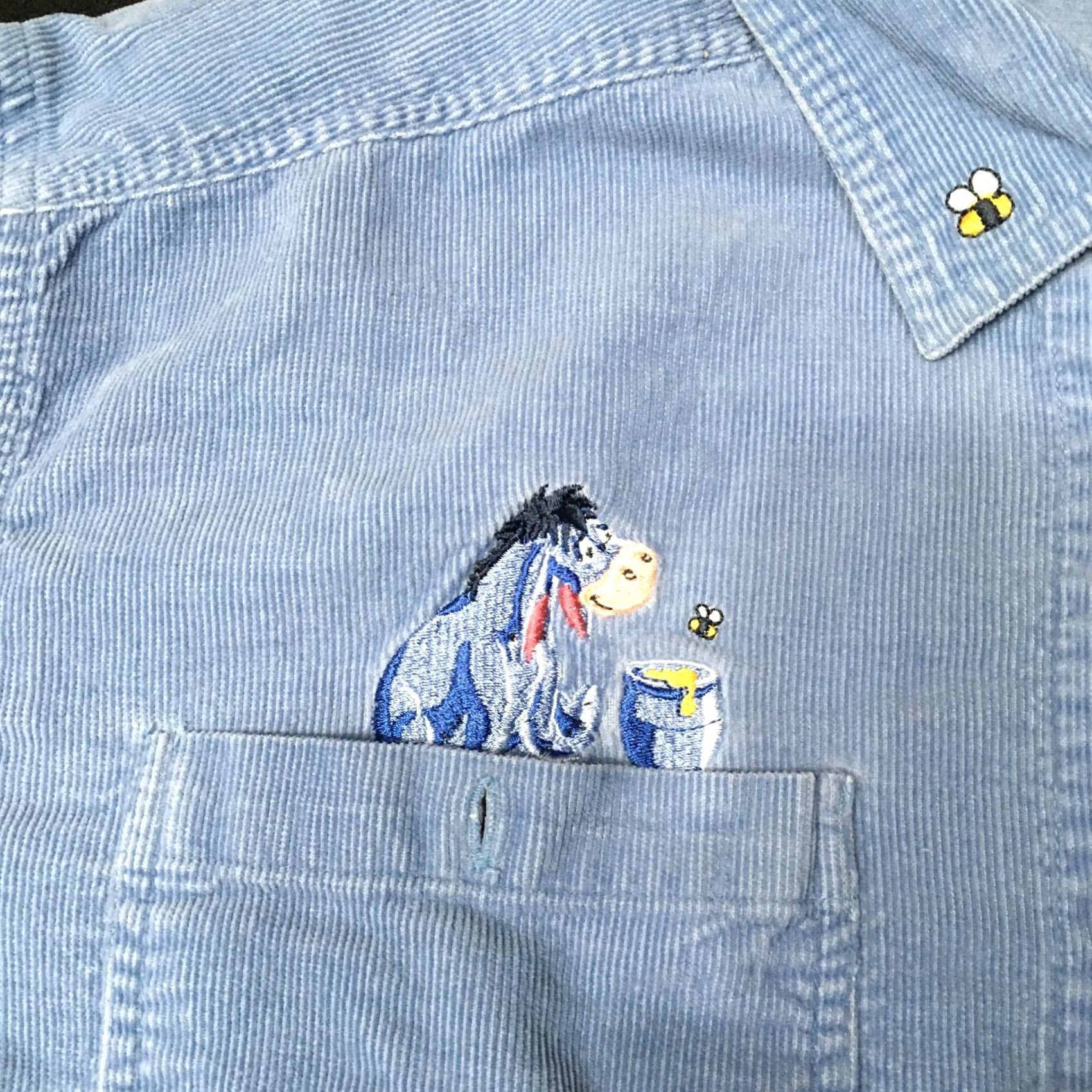 Disney VINTAGE Disney Winnie the Pooh blue Corduroy Long Sleeve Button Up Shirt L Women Blue Embroidered Disney Theme 90s Holiday Casual Mens Womens Girls? Size L / US 10 / IT 46 - 4 Thumbnail