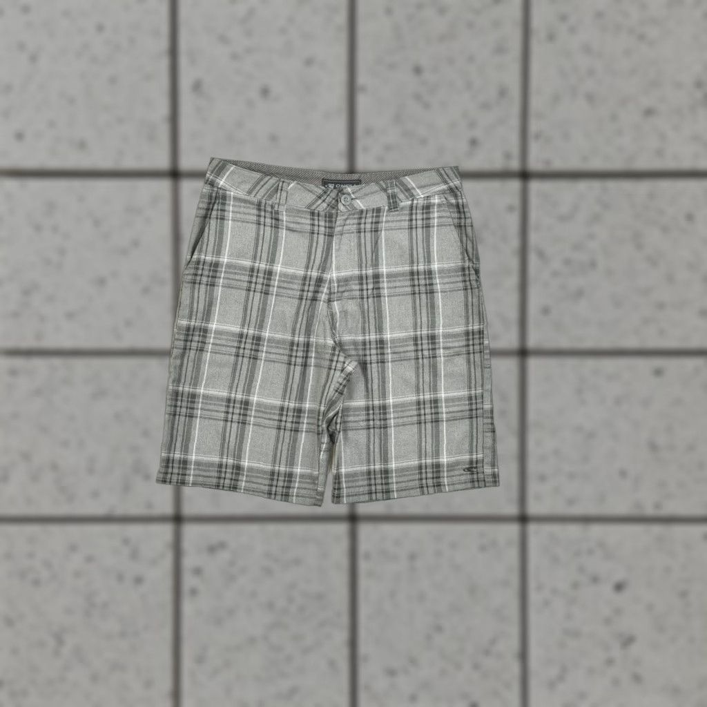 O'Neill O'Neill Men's 32 Gray Plaid Hybrid Shorts Polyester Viscose Blend Zip Flat Front Mid Rise Pockets Casual Chino Regular Summer Spring Size US 32 / EU 48 - 1 Thumbnail