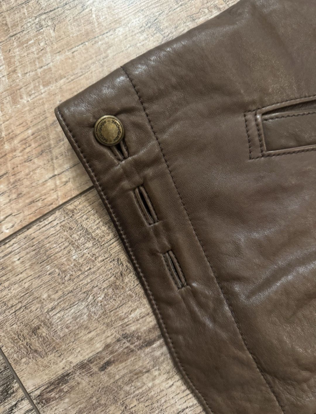 Yves Saint Laurent Yves Saint Laurent Leather Brown Jacket Hedi Size US L / EU 52-54 / 3 - 5 Thumbnail