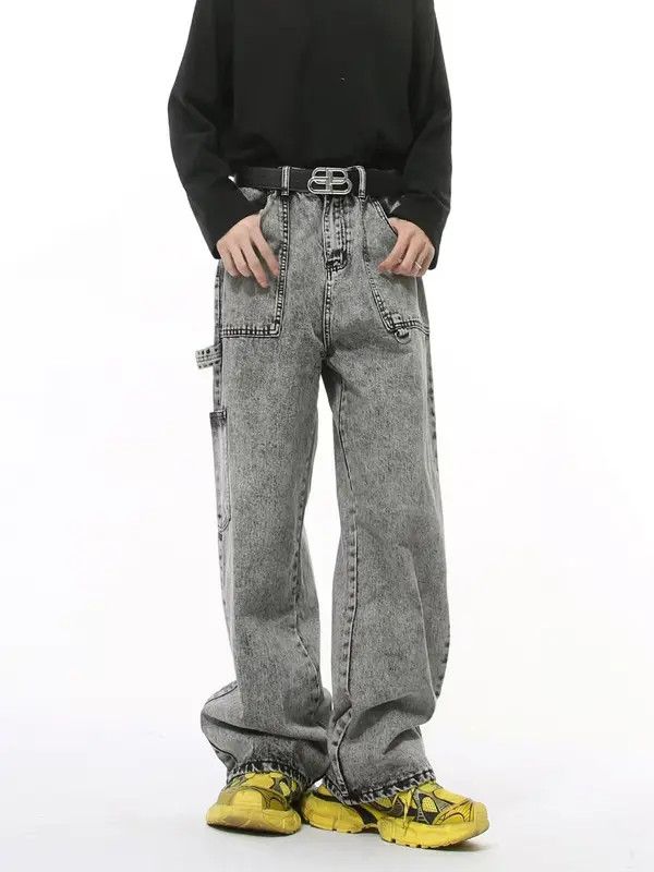 Japanese Brand Kimiko x Maiko Washed Grey Relaxed Wide Leg Hip Hop Jeans Size US 30 / EU 46 - 5 Thumbnail