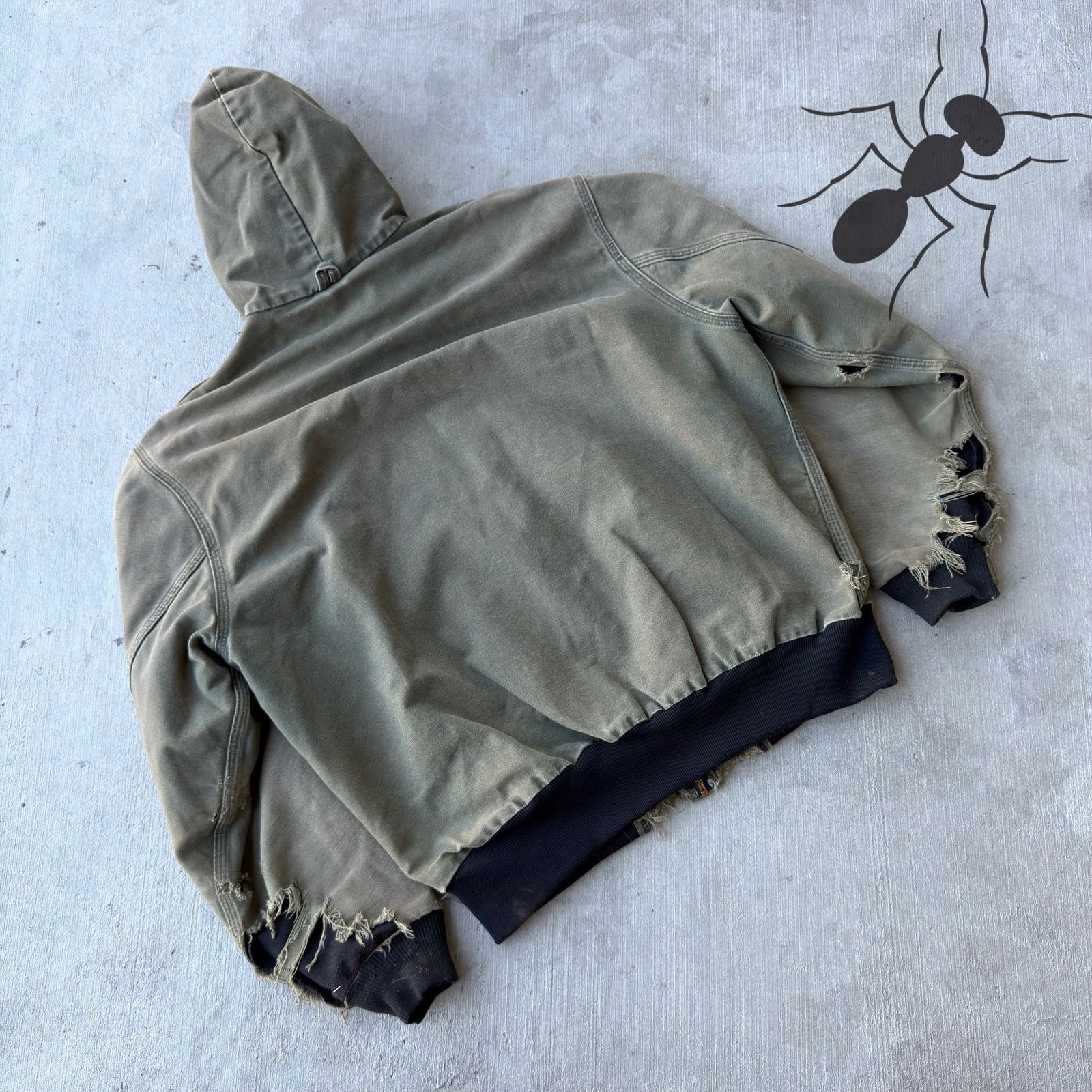 Carhartt × Vintage Vintage Y2K Carhartt THRASHED green hooded work wear jacket Size US L / EU 52-54 / 3 - 7 Thumbnail