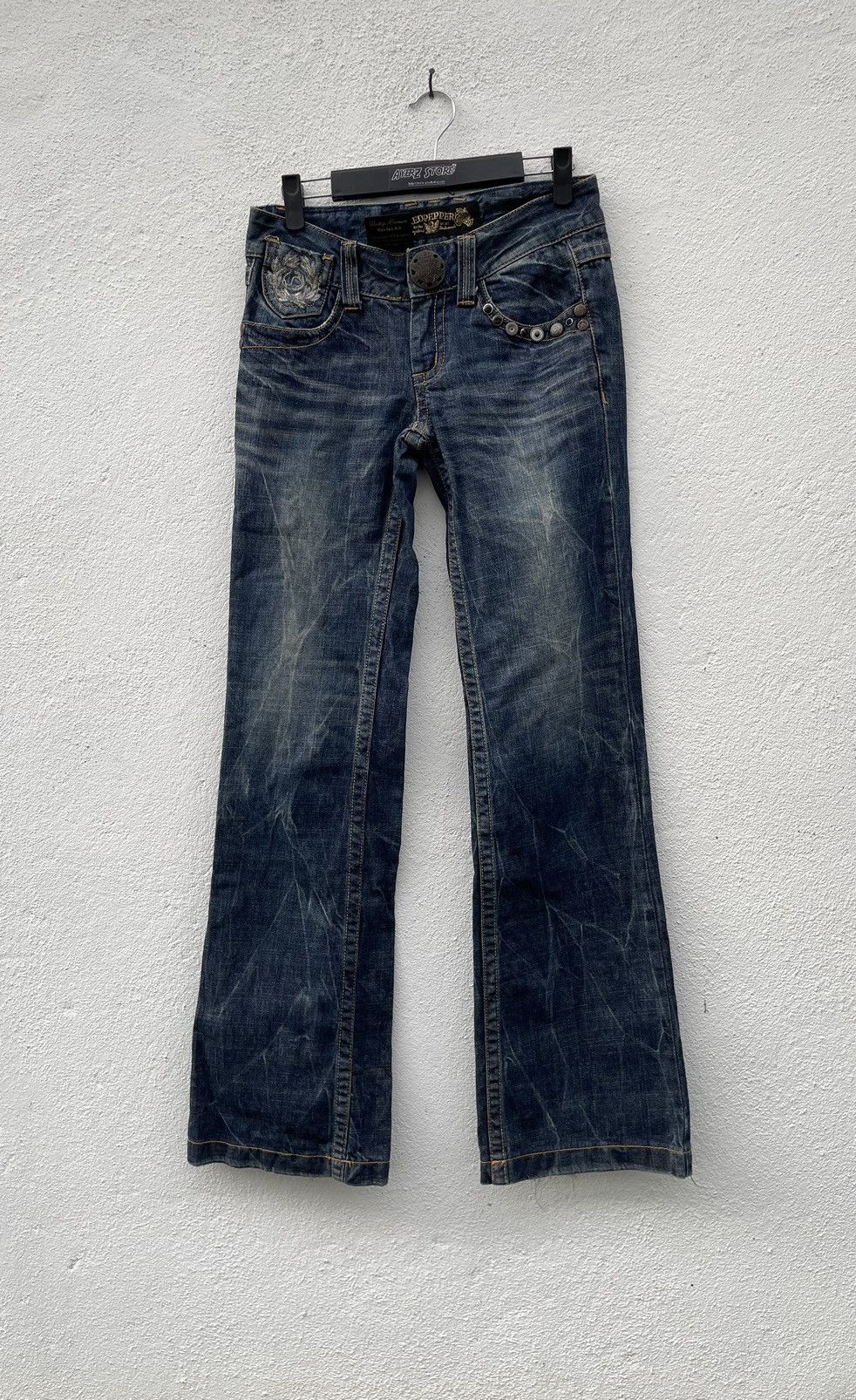 If Six Was Nine × Japanese Brand Vintage Y2K Red Pepper Gold Label Flare Low Rise Denim Jeans Size US 30 / EU 46 - 2 Thumbnail