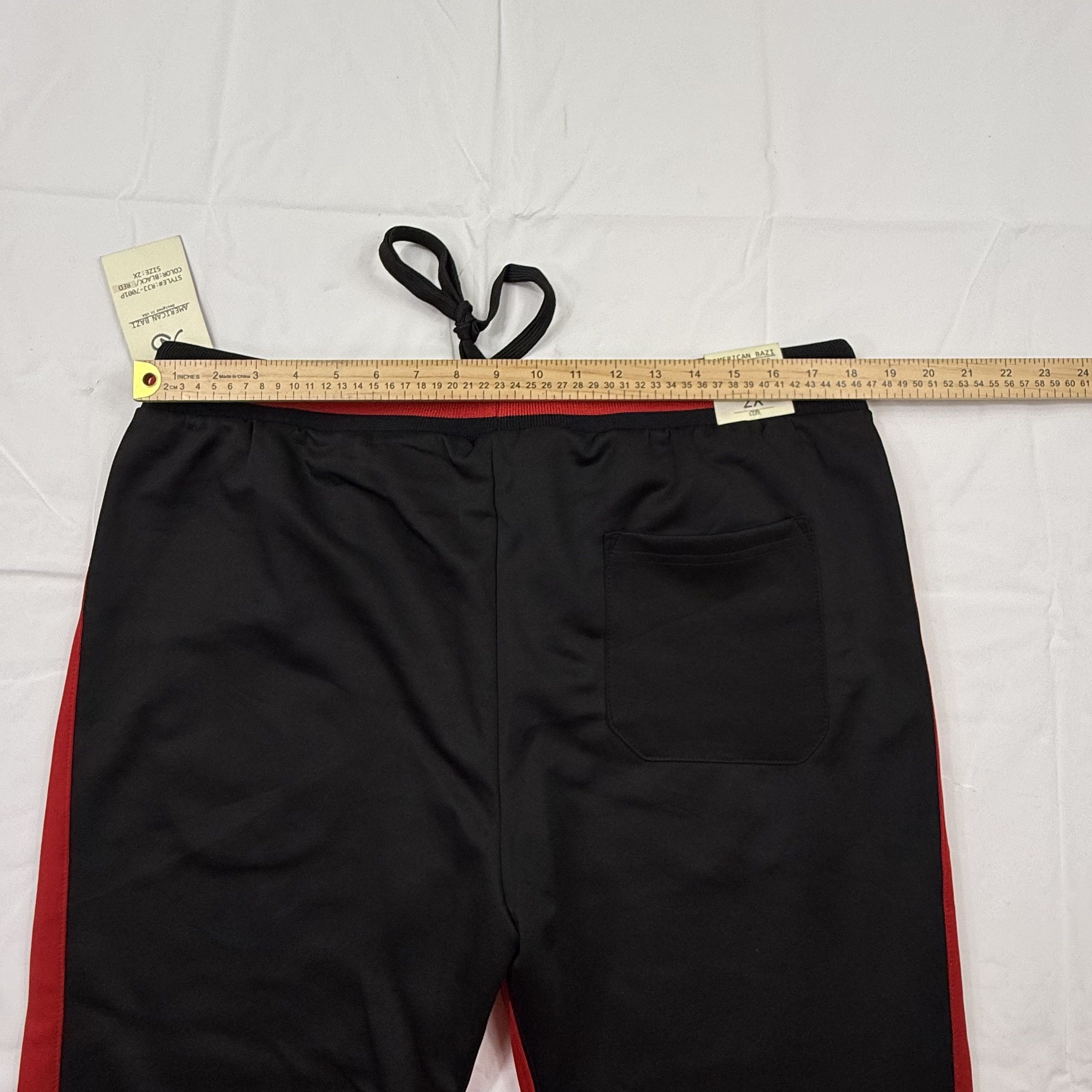 Other American Bazi Mens Black Red Side Stripe Track Pants 2X Size US 36 / EU 52 - 10 Thumbnail