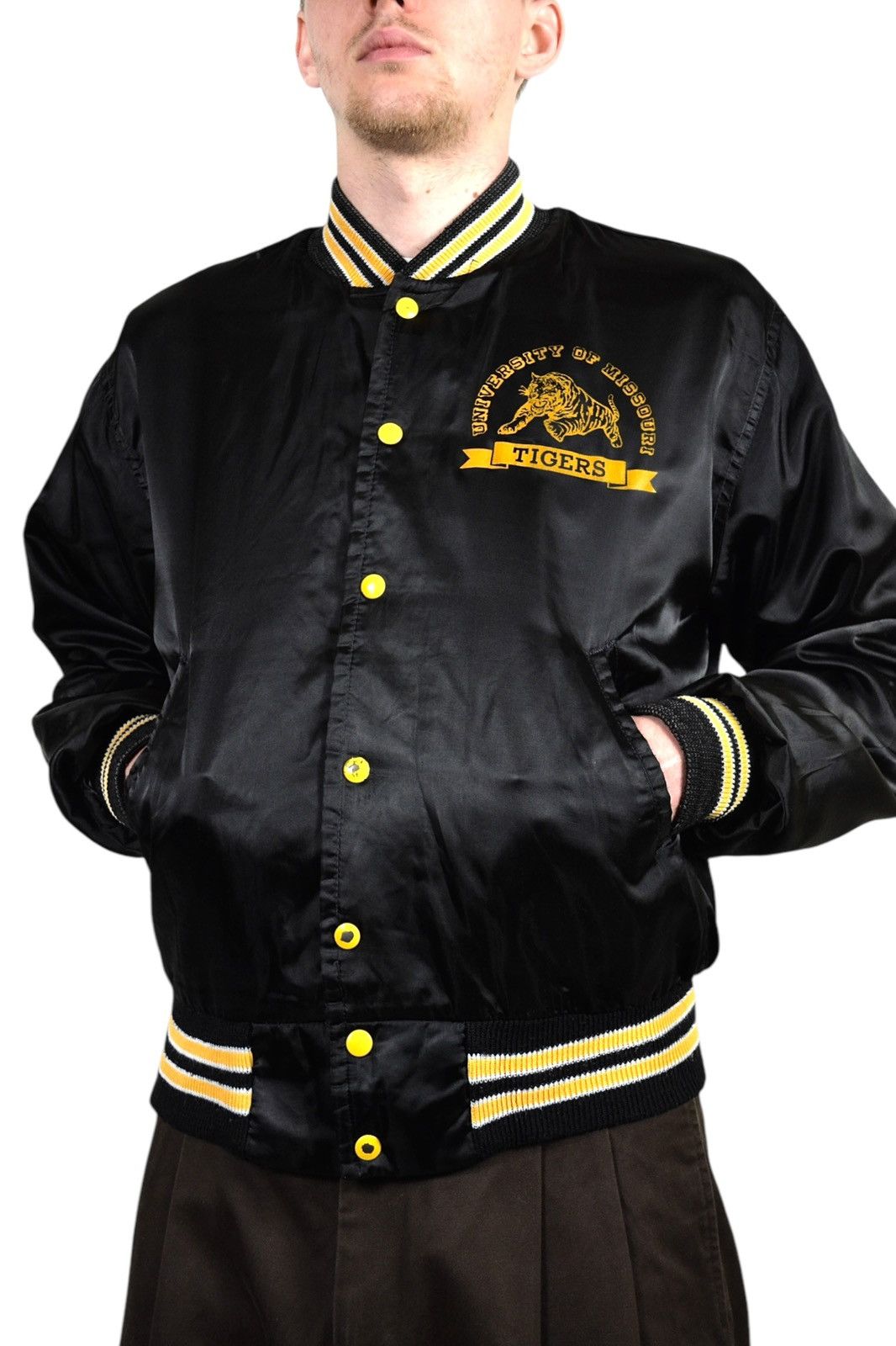 Vintage 80s Vintage Tigers Satin College Nylon Bomber Jacket Size US M / EU 48-50 / 2 - 4 Thumbnail