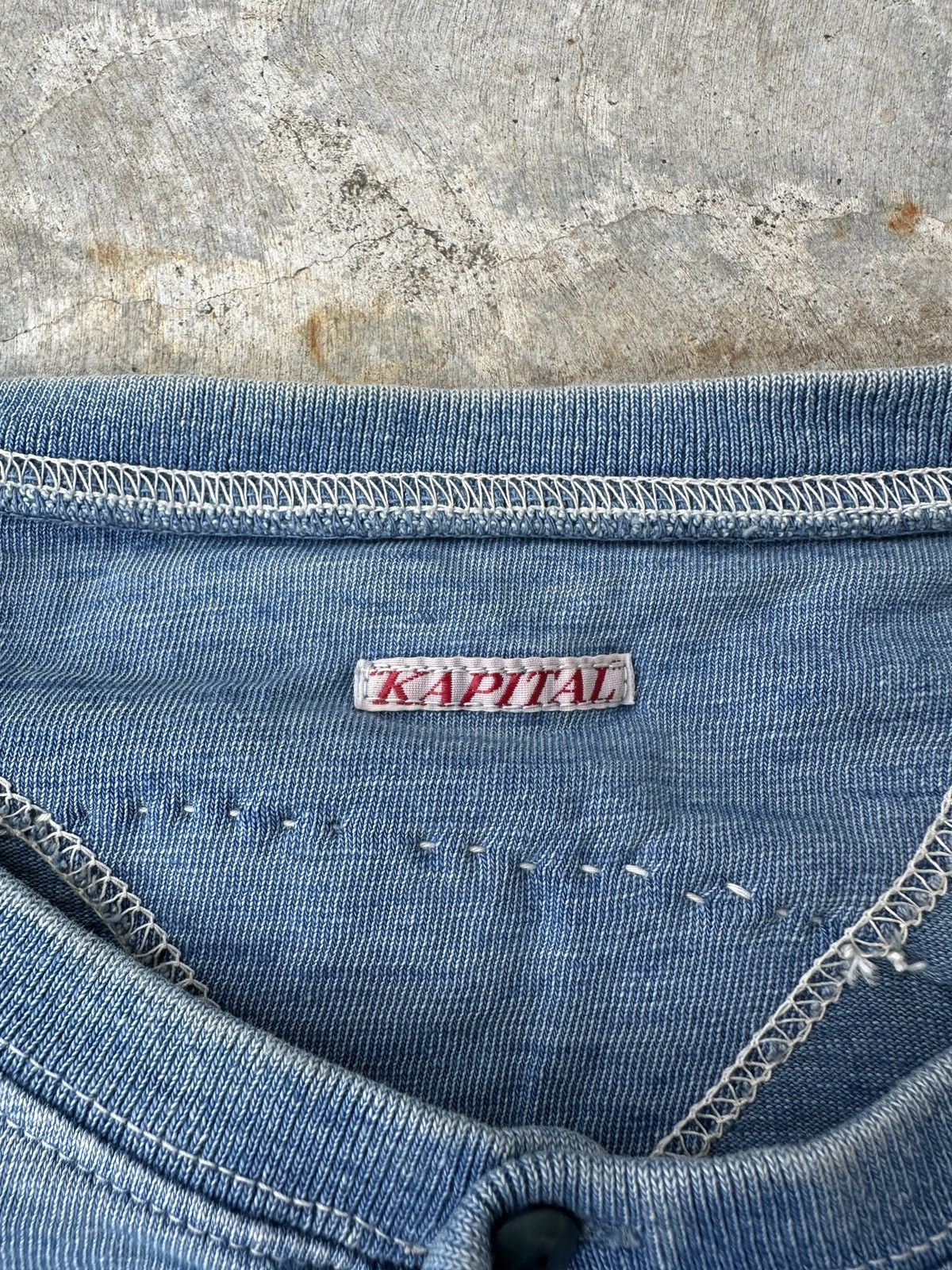 Kapital Kountry Kapital Indigo Henley Boro Concho pocket studded henley tee Size US M / EU 48-50 / 2 - 9 Thumbnail