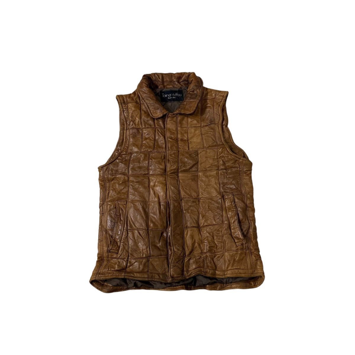 Leather Vintage Tainer Ruttsu Checkered Leather Vest Size US S / EU 44-46 / 1 - 1 Thumbnail