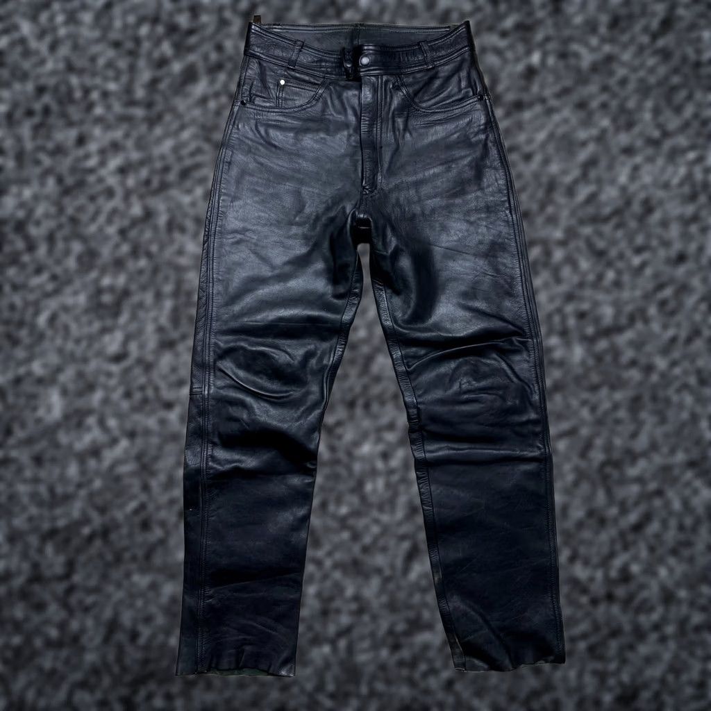 Vintage Akito Mens Leather Pants Biker Motorcycle Vintage Size 32 Black Pants Mens Leather Biker 90s Size US 32 / EU 48 - 1 Thumbnail