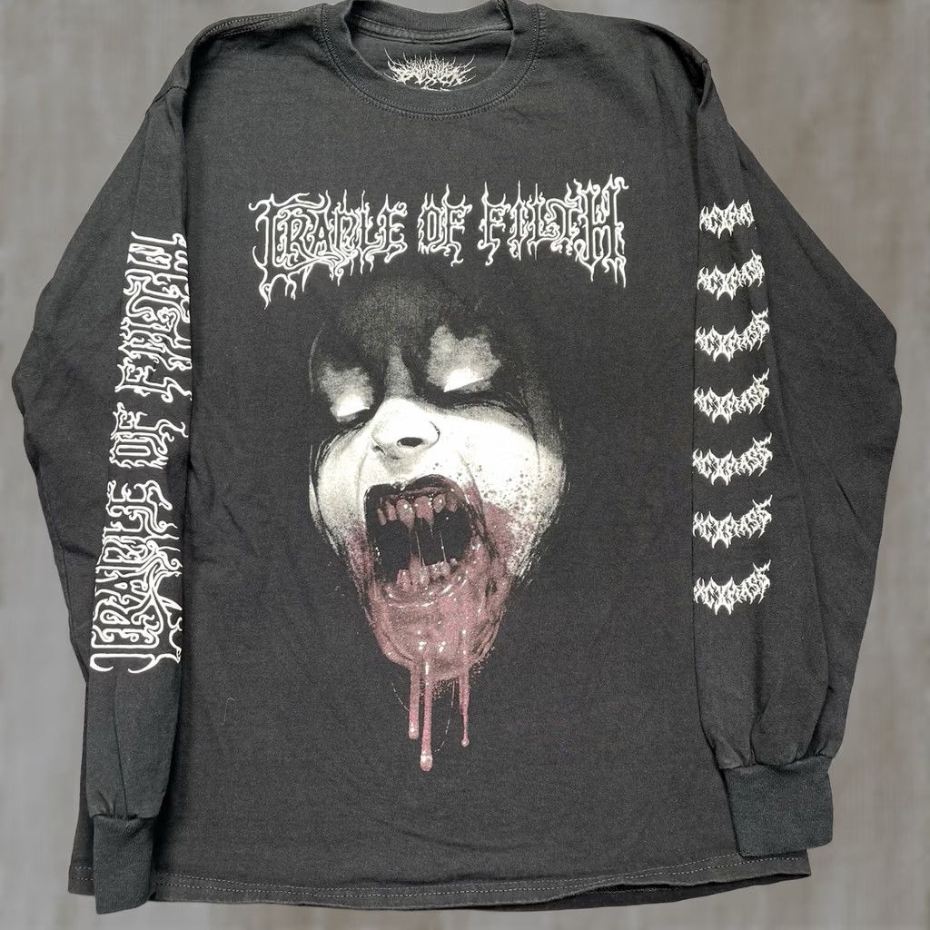 Vintage Cradle Of Filth Shirt Men’s M Black 90s Metal Long Sleeve Crew Neck Graphic Print Cotton T-Shirt Unbranded Unisex Adults Mens Size US M / EU 48-50 / 2 - 1 Thumbnail