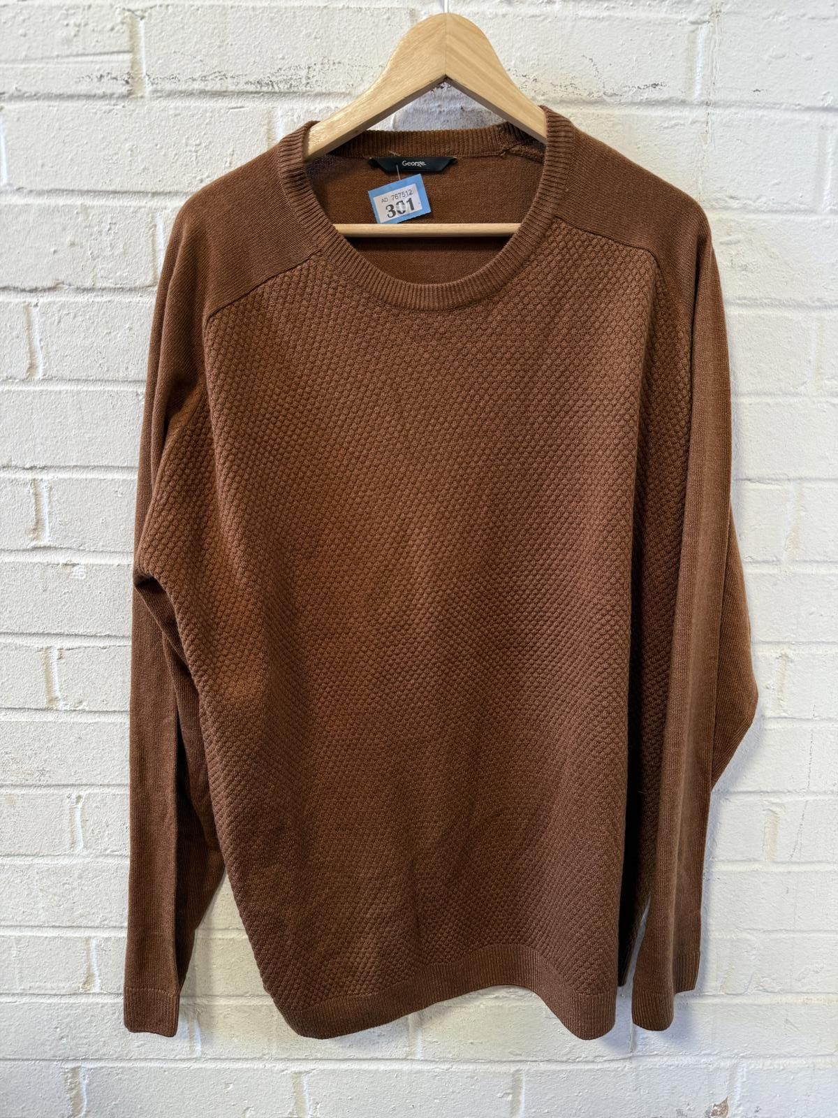 George Men's Brown Crew Neck Sweater by George Size US L / EU 52-54 / 3 - 1 Thumbnail