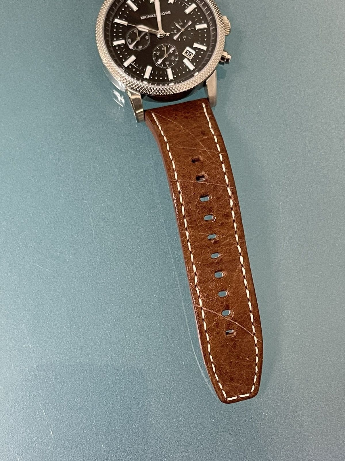Michael Kors Michael Kors 43mm MK8309 Scout Chronograph Leather Watch Size ONE SIZE - 4 Thumbnail