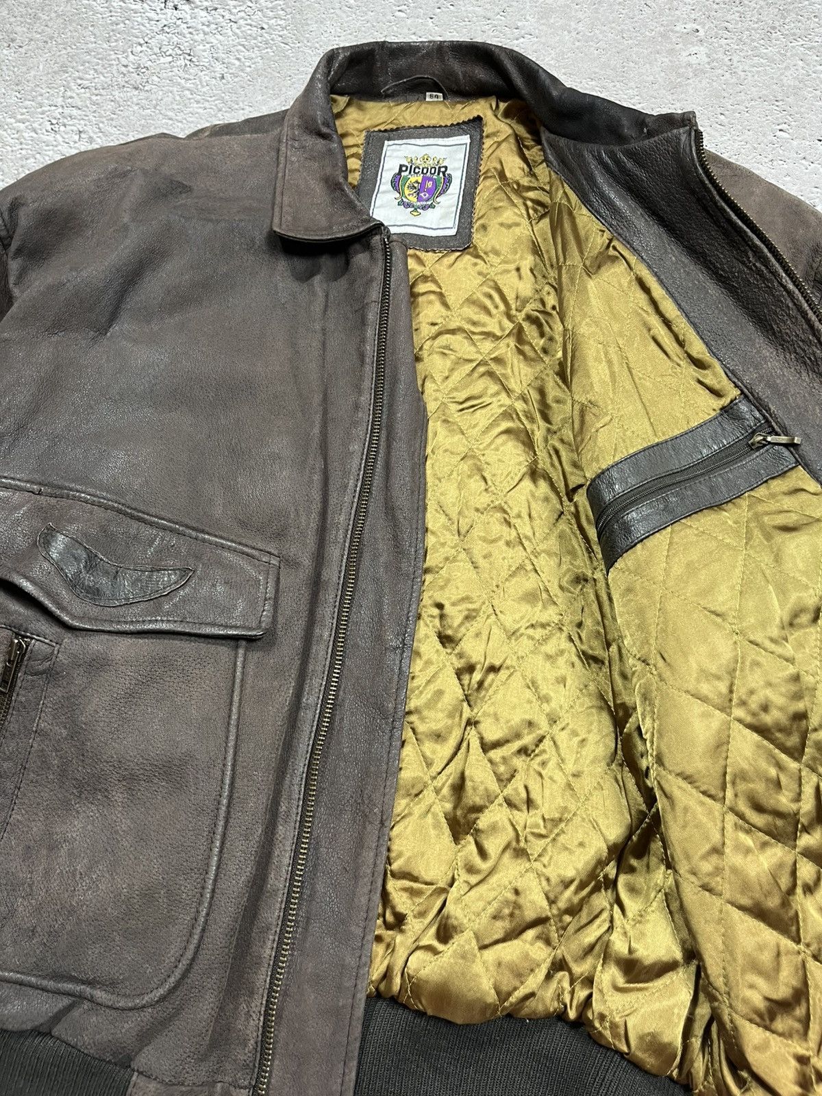Japanese Brand × Leather × Vintage Vintage Distressed Aviator Bomber Jacket Brown Leather Look Size US XL / EU 56 / 4 - 10 Thumbnail