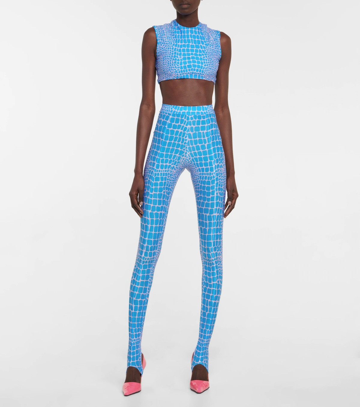 ALEX PERRY Caine Blue Animal Printed Crop Top