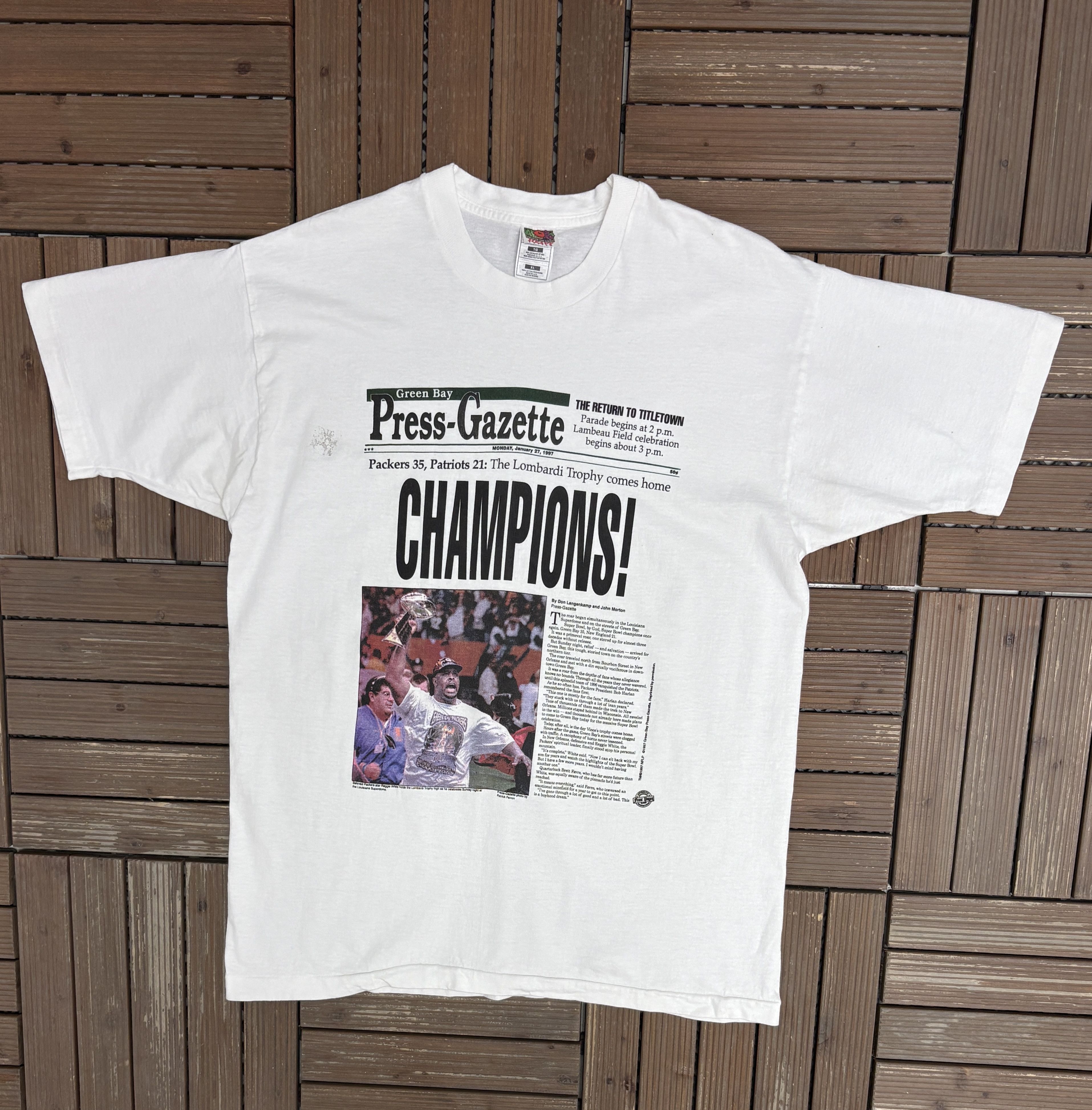Starter Green Bay Packers Super Bowl XXXI Champions Vintage Tee Size US XL / EU 56 / 4 - 1 Thumbnail