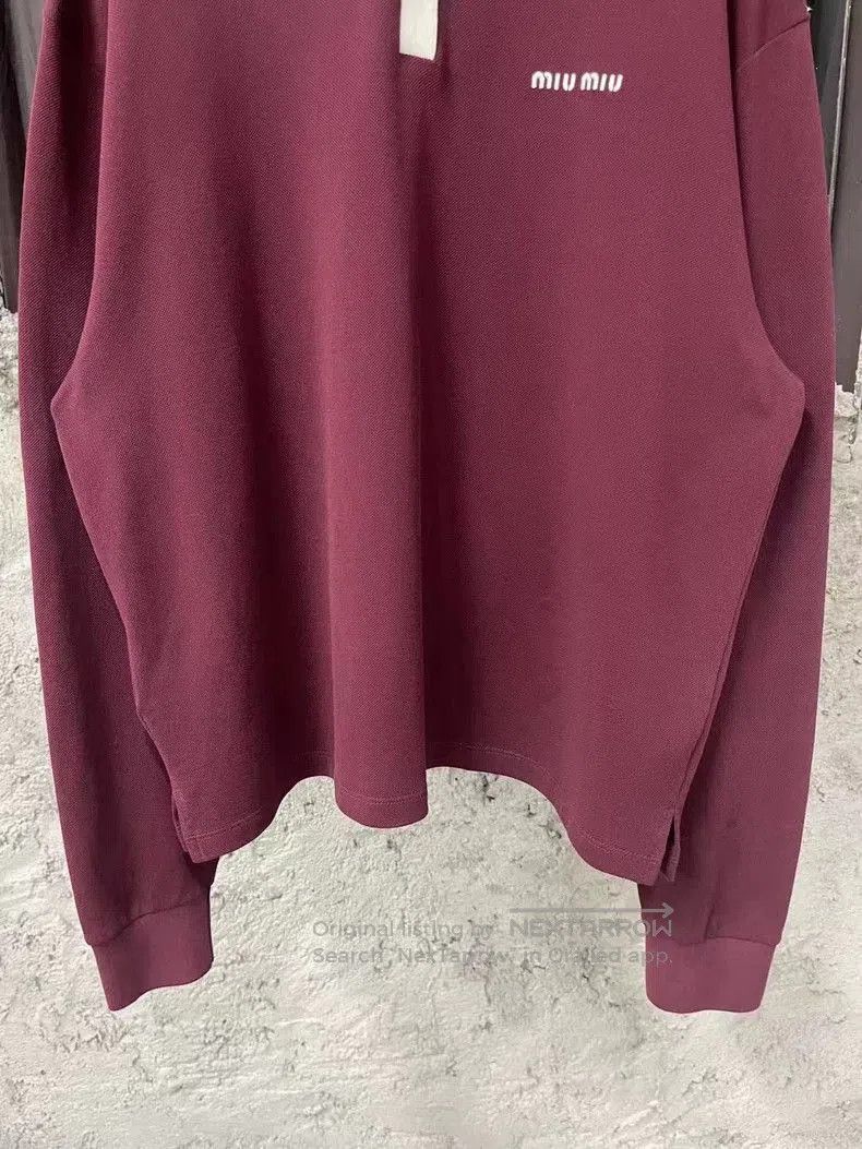Miu Miu Miumiu Burgundy Long Sleeve Polo Shirt. Size US XS / EU 42 / 0 - 4 Thumbnail