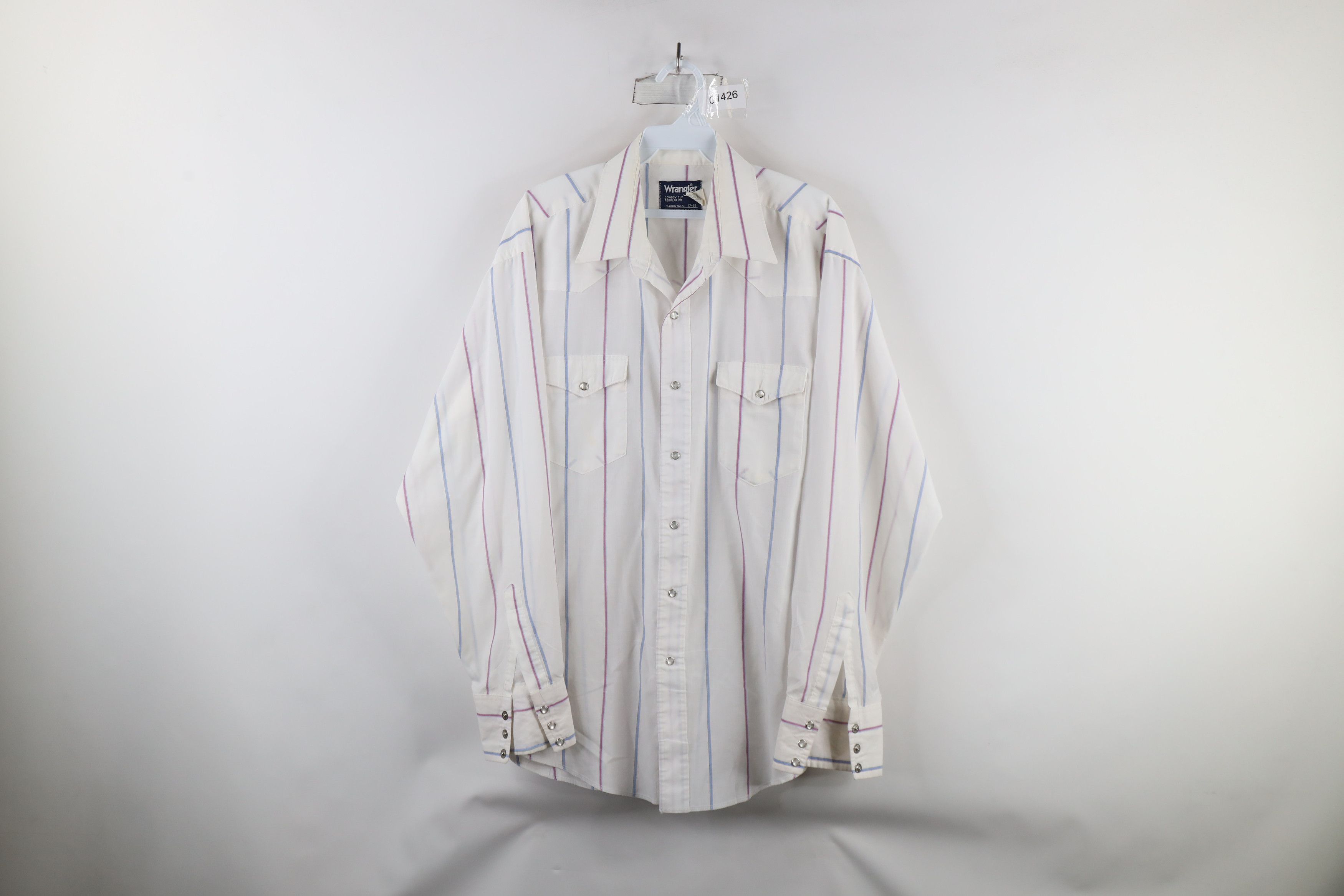 Vintage × Wrangler Vintage 90s Wrangler Sheer Striped Western Button Shirt USA Size US L / EU 52-54 / 3 - 1 Thumbnail