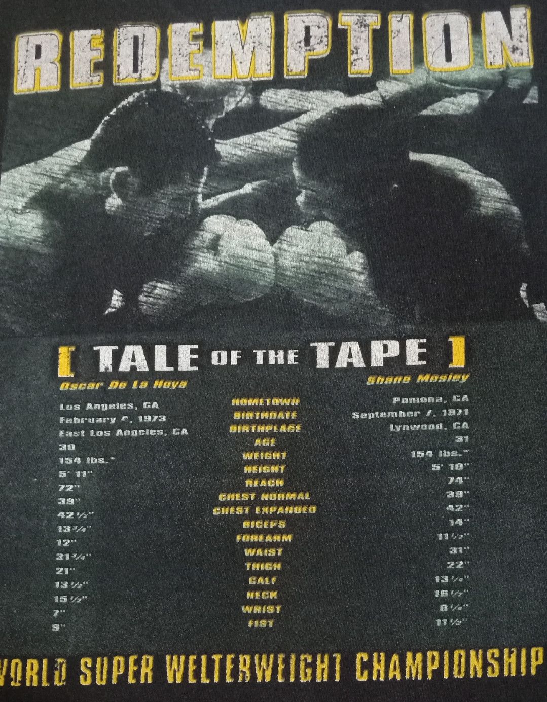 Rap Tees × Vintage Vintage De La Hoya vs Mosley II Redemption Promo T-shirt Size US L / EU 52-54 / 3 - 18 Thumbnail
