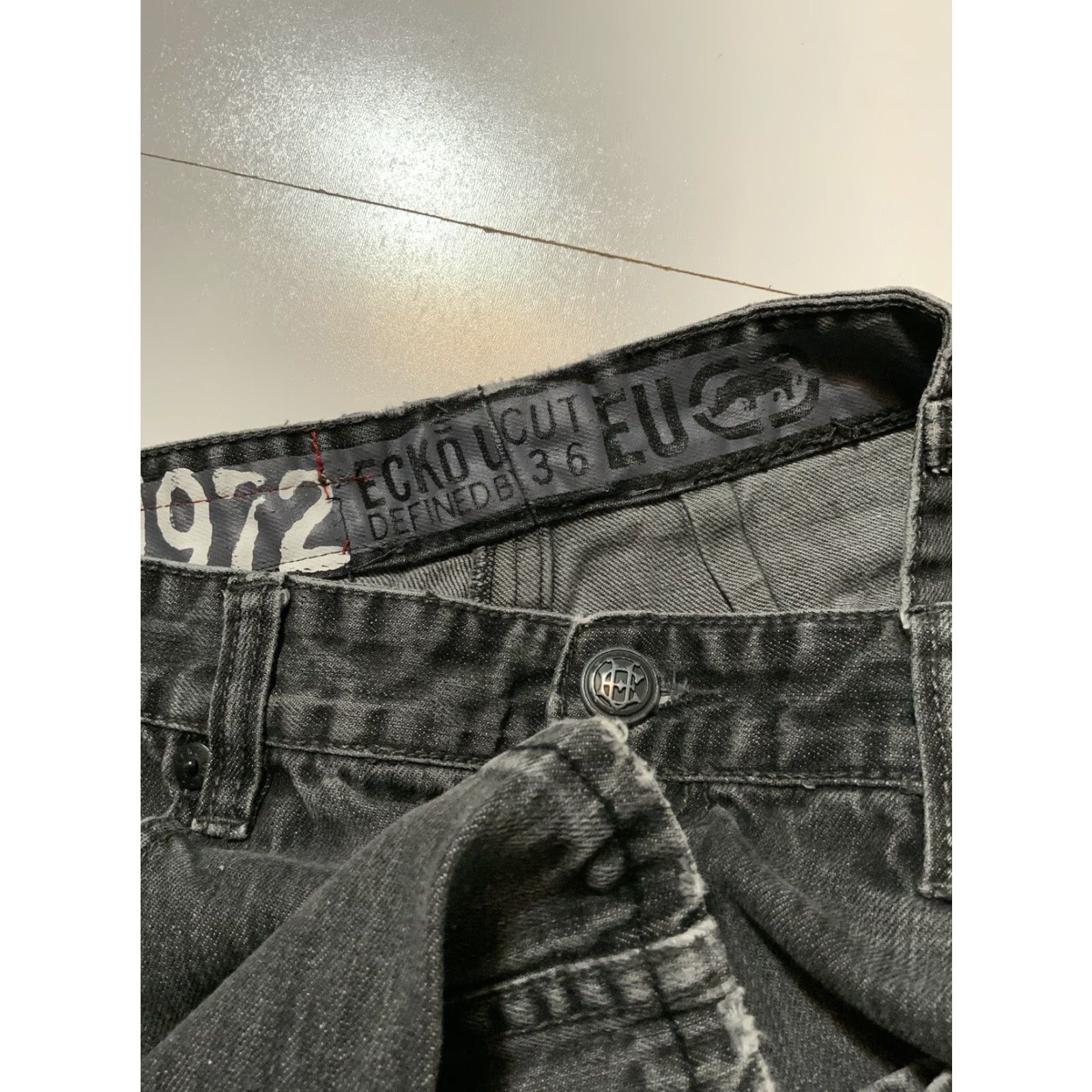 Ecko Unltd. VINTAGE Marc Ecko Baggy Denim Jeans 34 Black Embroidered Pocket Y2K Men Size US 34 / EU 50 - 4 Thumbnail