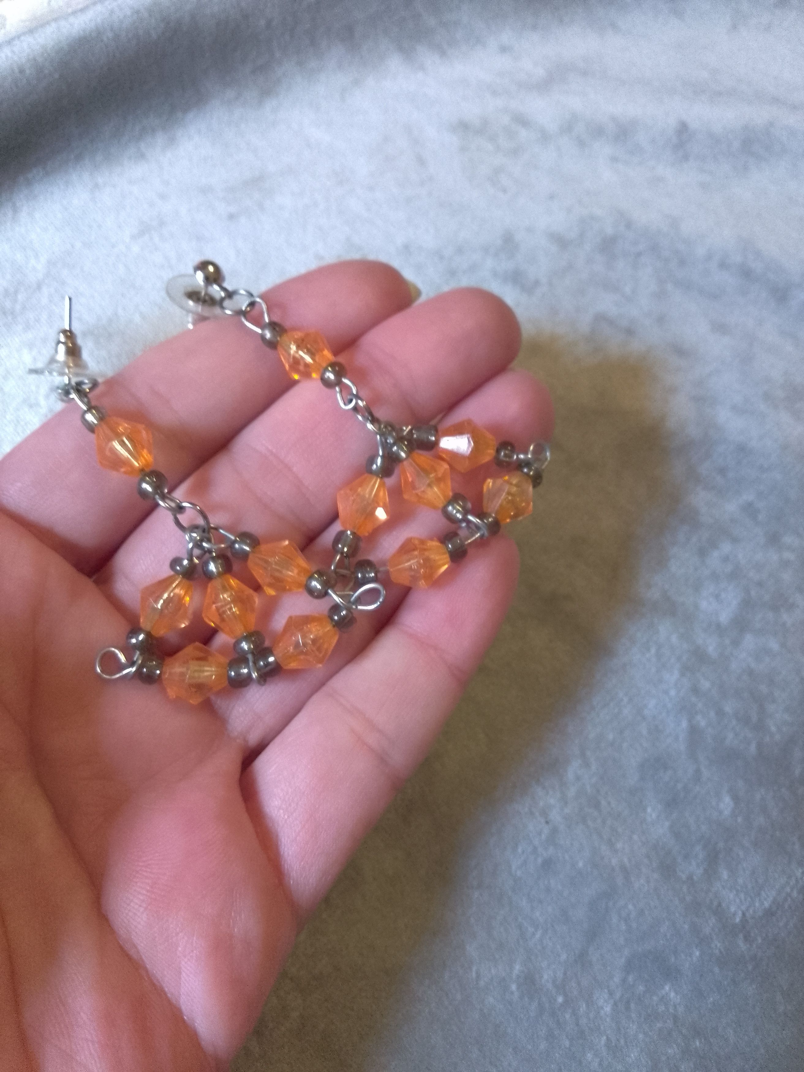 Handmade Necklace Orange Green Earrings Vintabe Antique Fashionable Size ONE SIZE - 3 Thumbnail