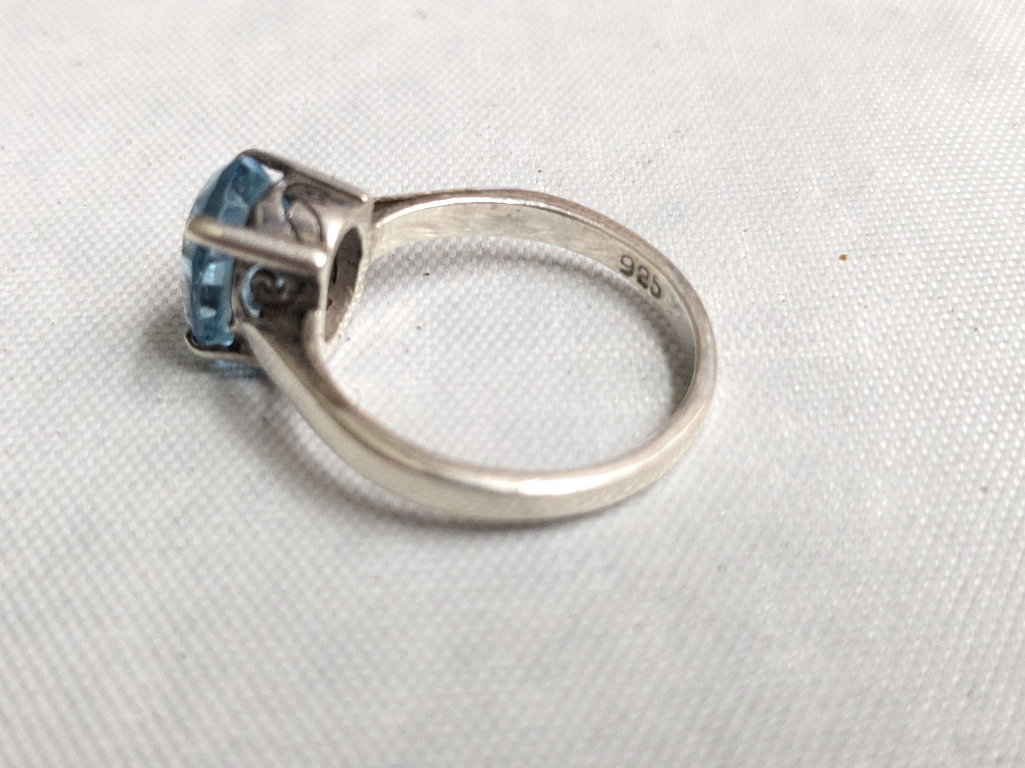 Jewelry Sterling Silver Ring Blue Topaz Size 7.5 Size ONE SIZE - 5 Thumbnail