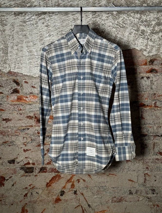 Thom Browne Blue White Plaid Shirt
