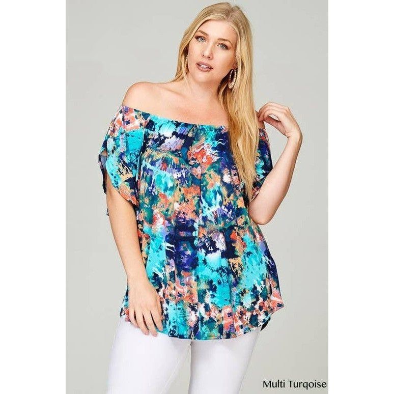 Other Plus Size Off Shoulder Multi Color Women's Tunic Top 2X Size XXL / US 16-18 / IT 52-54 - 1 Preview