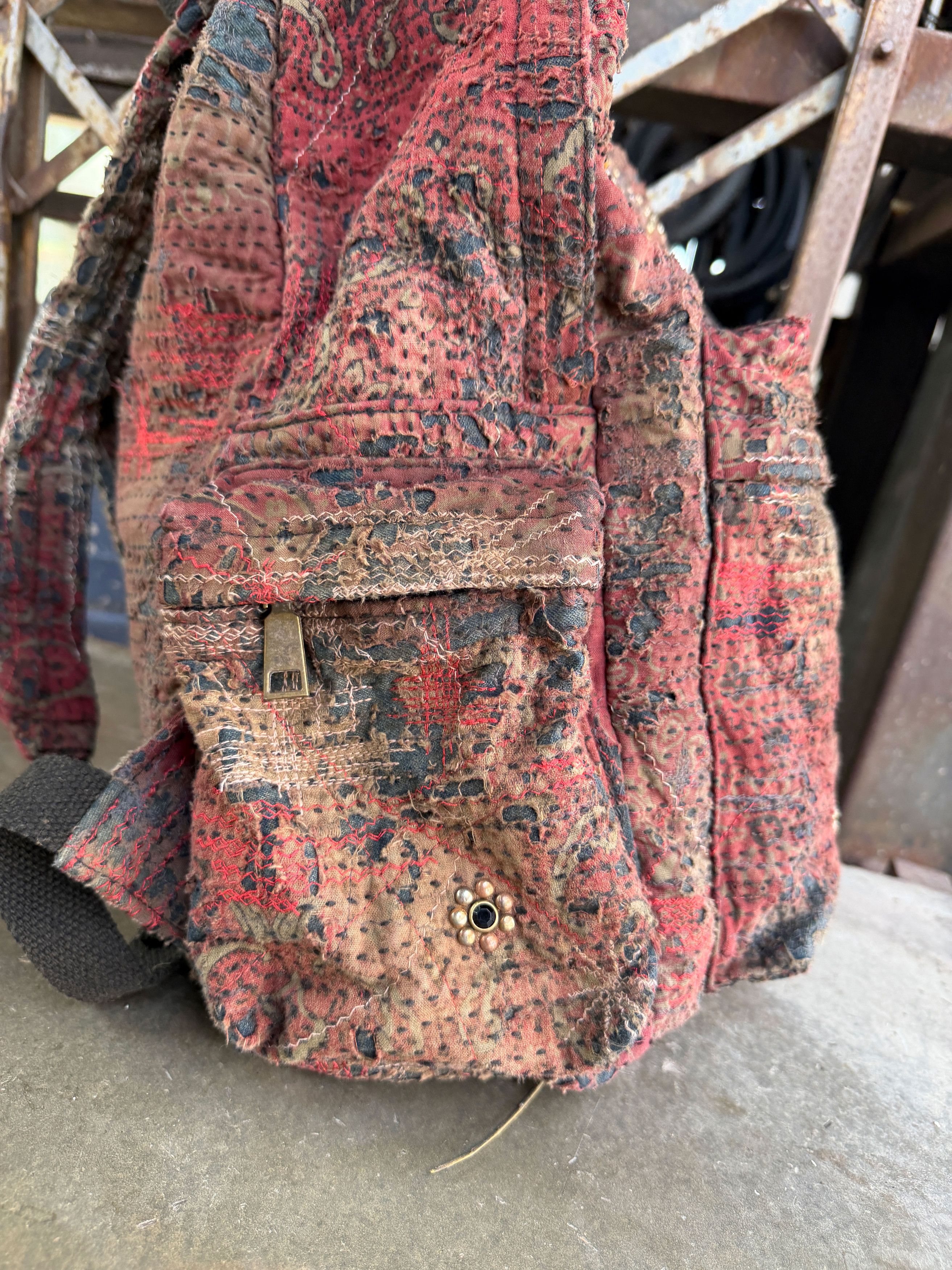 Japanese Brand SOLD * BORO SASHIKO Studded Spider Web Backpack 🕷️🕸️ Size ONE SIZE - 17 Thumbnail