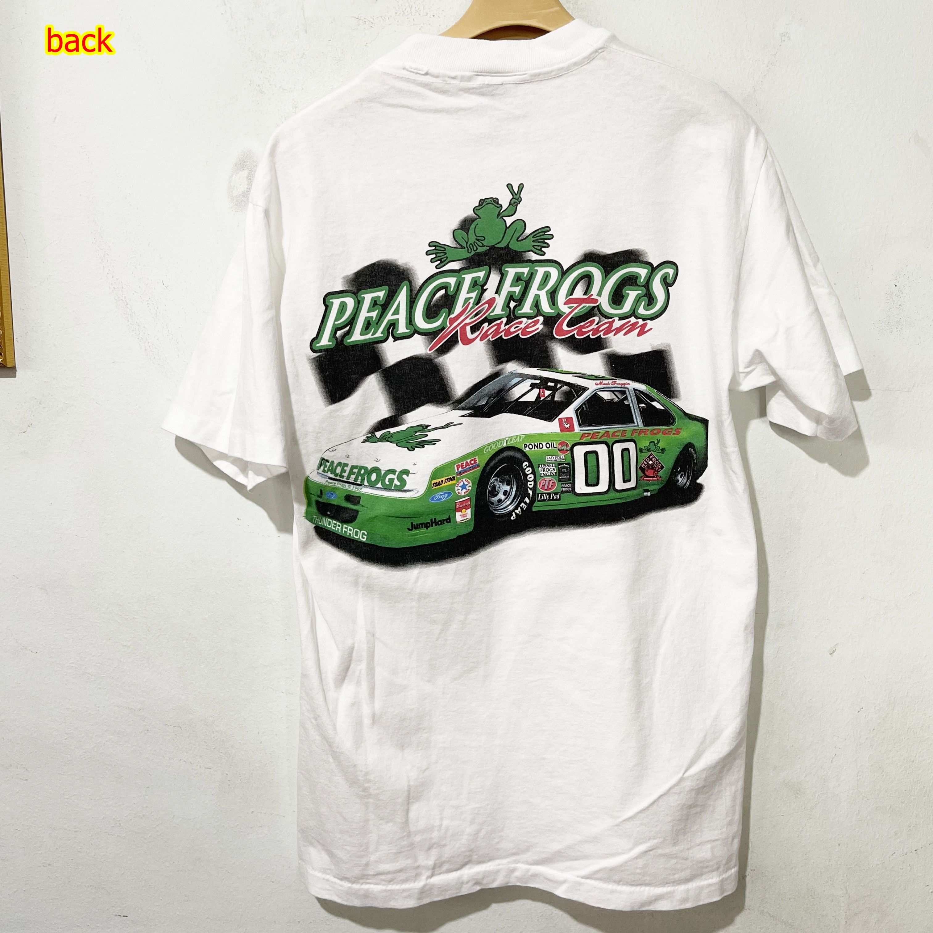 Vintage Vintage 90s Peace Frogs Race Team T-Shirt Size US M / EU 48-50 / 2 - 1 Thumbnail