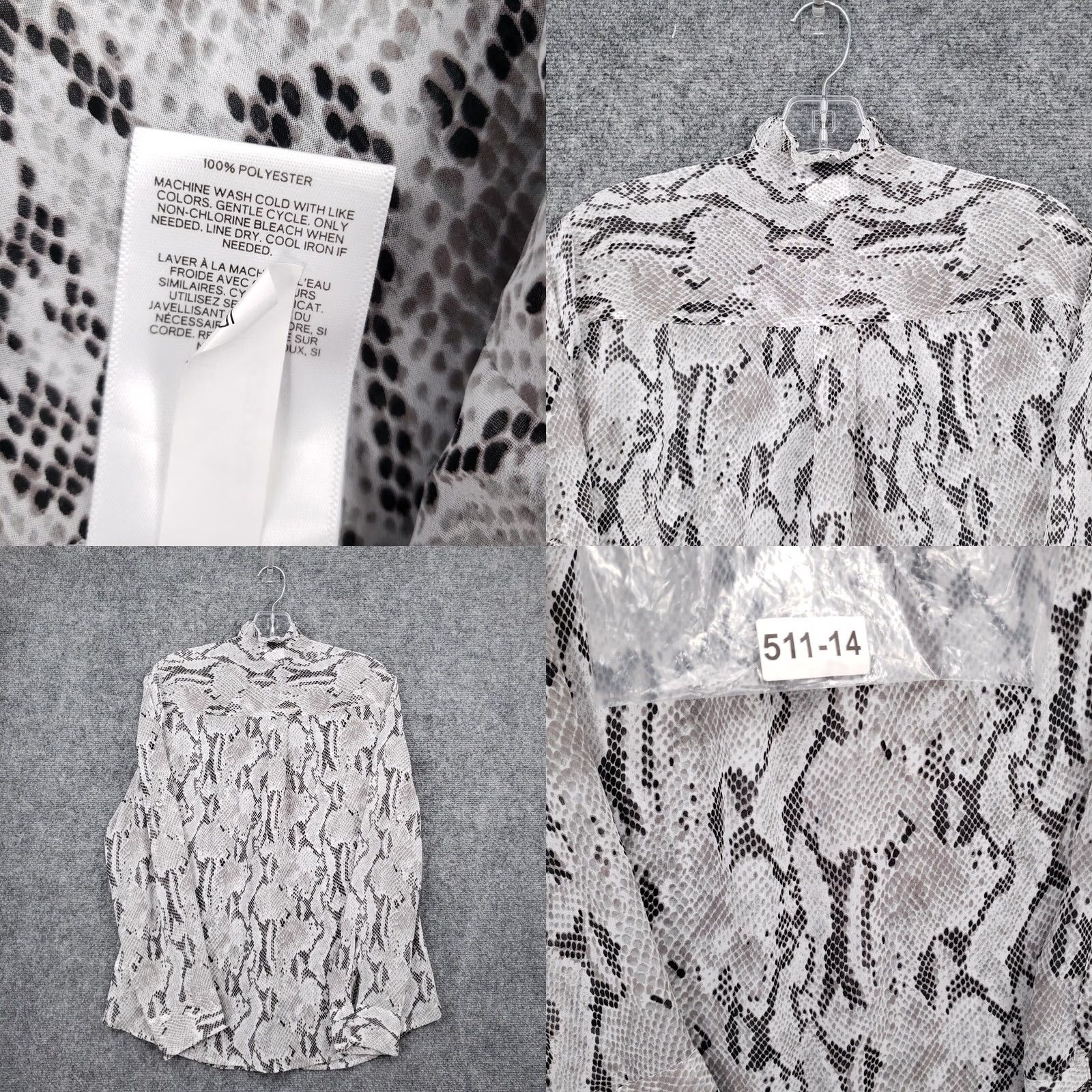 Express Express Blouse Women's M Slim Gray Button Down Snake Print Long Sleeve Size M / US 6-8 / IT 42-44 - 8 Thumbnail