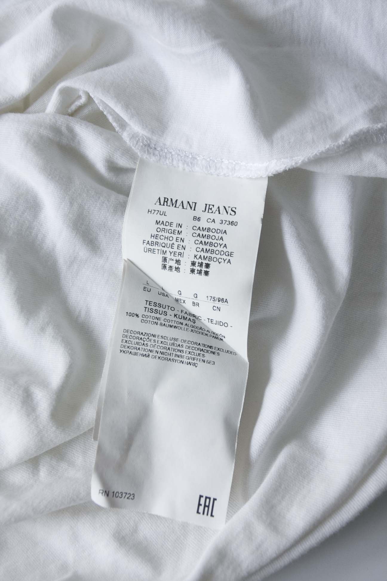 Armani Armani Jeans T Shirt Size L Spell Out White Size US L / EU 52-54 / 3 - 4 Thumbnail
