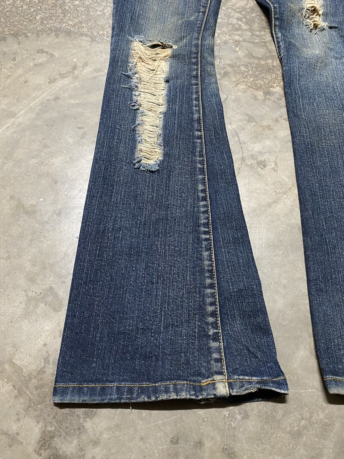 Beauty Beast × Hysteric Glamour × Japanese Brand Flare Jeans Vence Double Waist Ripped Distressed Size US 28 / EU 44 - 2 Thumbnail
