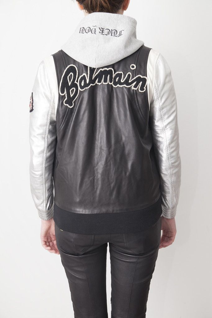 Balmain Black/silver leather varsity jacket Size XS / US 0-2 / IT 36-38 - 10 Thumbnail