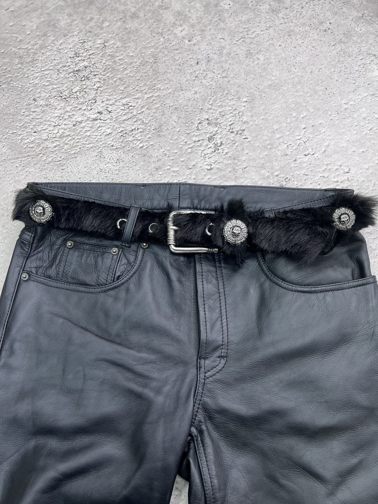 Le Grande Bleu (L.G.B.) × Vintage Vintage Leather Hairy Fur Belt Y2K Cowboys Style Size ONE SIZE - 3 Thumbnail