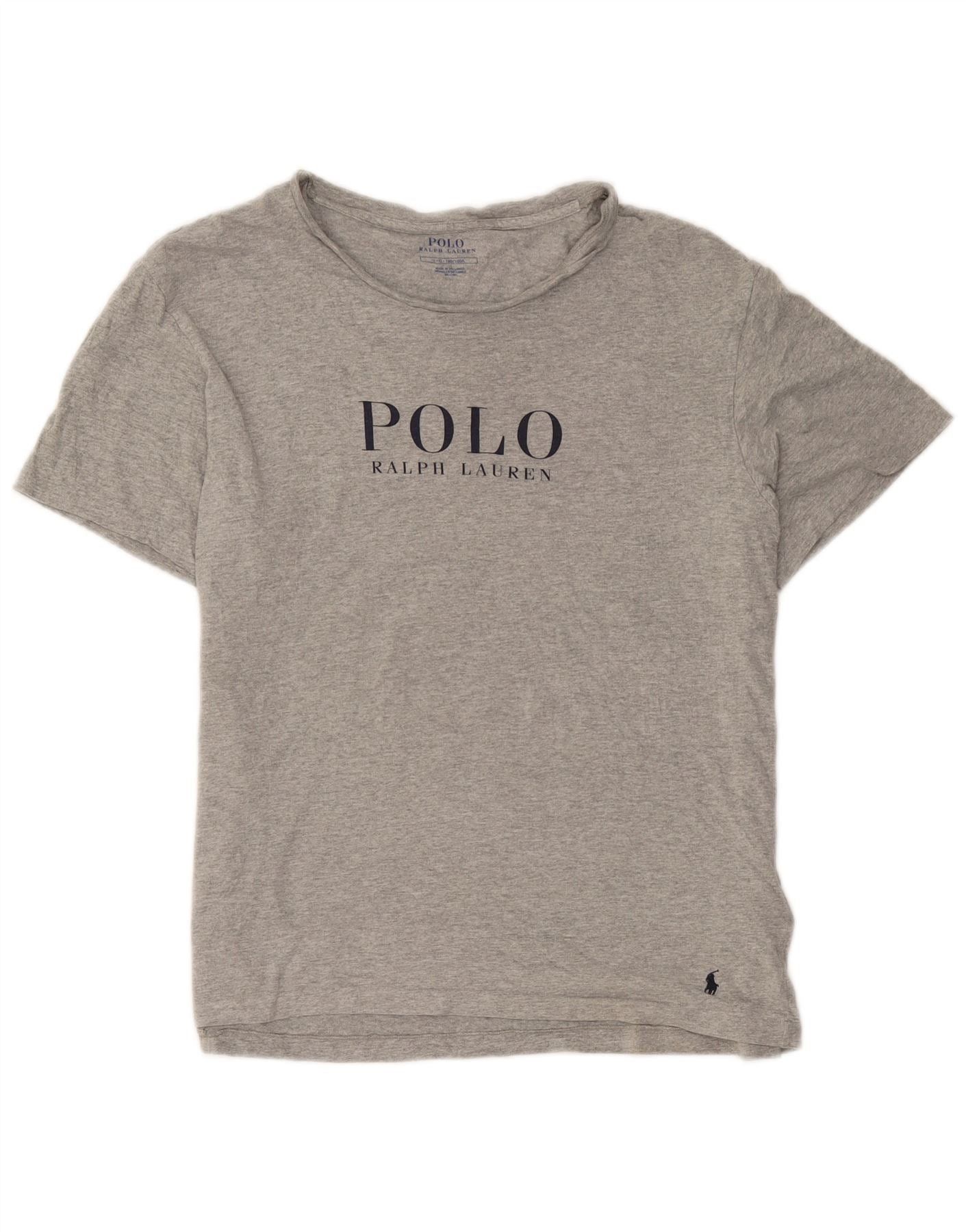 Polo Ralph Lauren Womens Graphic T-Shirt Top UK 16 Large Grey Cotton Size M / US 6-8 / IT 42-44 - 1 Thumbnail