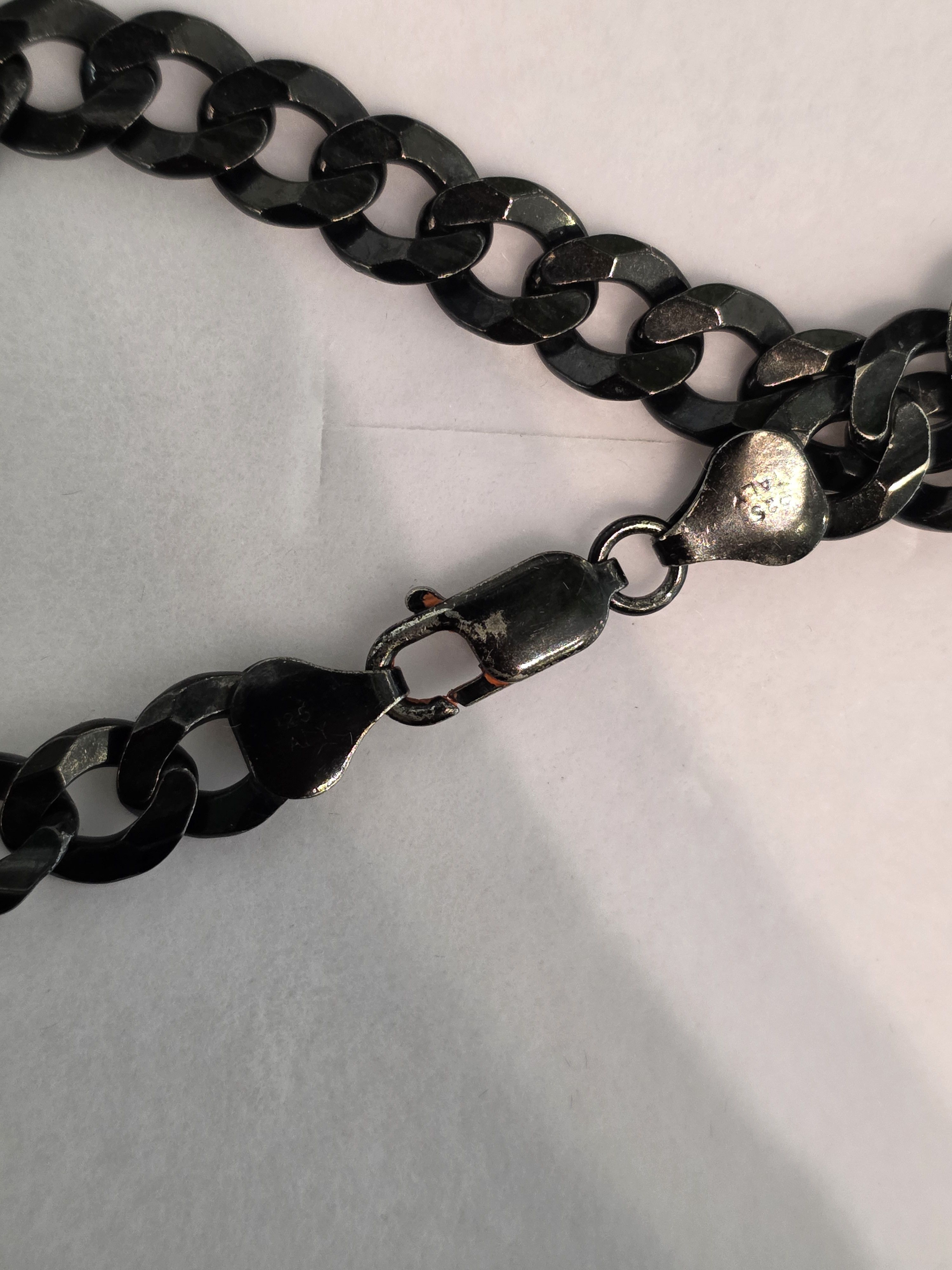 Jewelry 925 Sterling Silver Black Chain 20" Solid Silver Size ONE SIZE - 6 Thumbnail