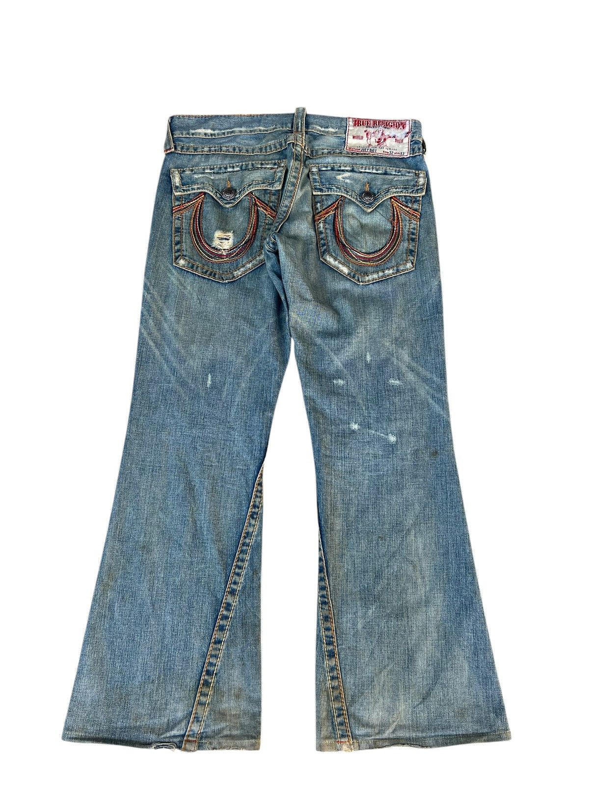 True Religion 2000s True Religion Joey Big T Dirty Mud Denim Flare Jeans Size US 33 - 14 Thumbnail
