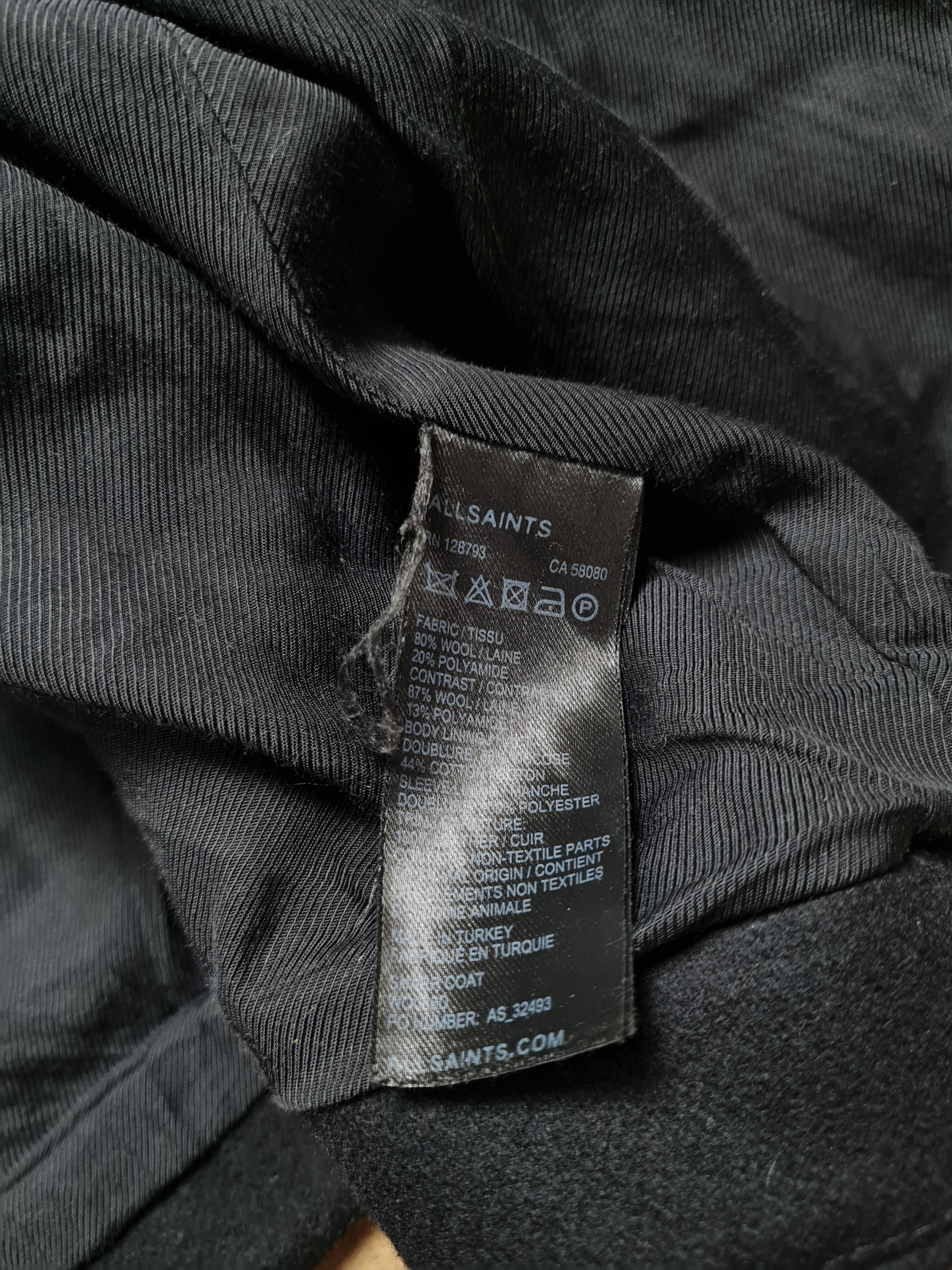 Allsaints AllSaints Black Biker Coat Long Jacket Asymmetric Zip Wool Size S / US 4 / IT 40 - 17 Thumbnail