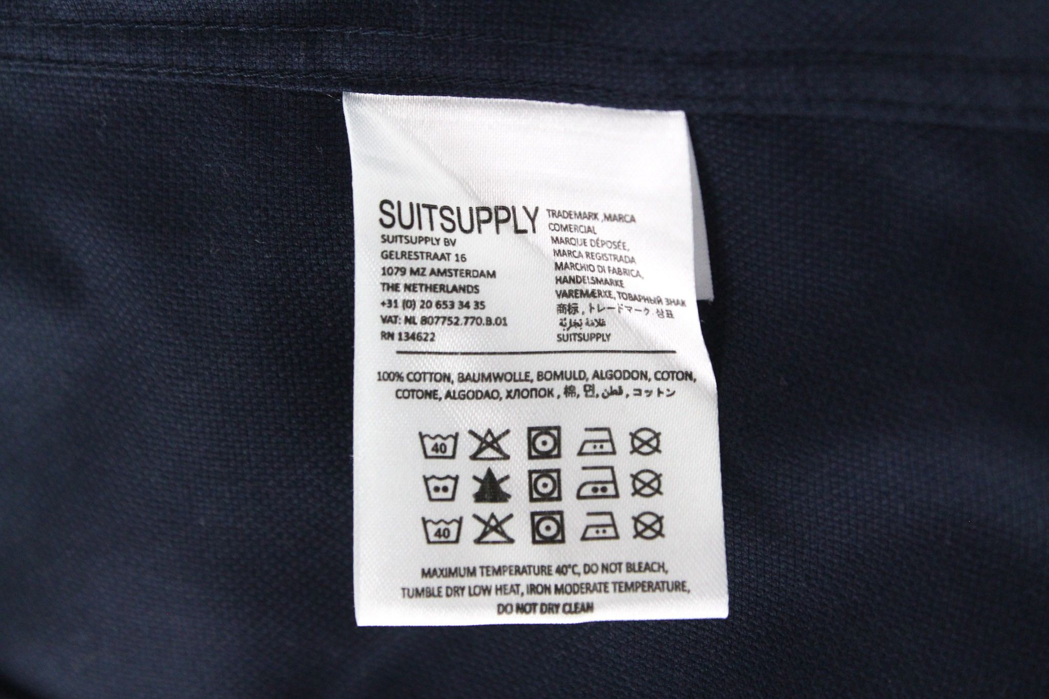 Suitsupply TRAVELLER 36/14 Slim Navy Blue Cotton 72518 Size 36R - 6 Thumbnail