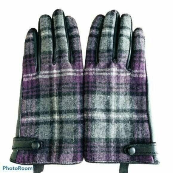 Other Leather and Tartan Gloves Sz M Size ONE SIZE - 1 Thumbnail