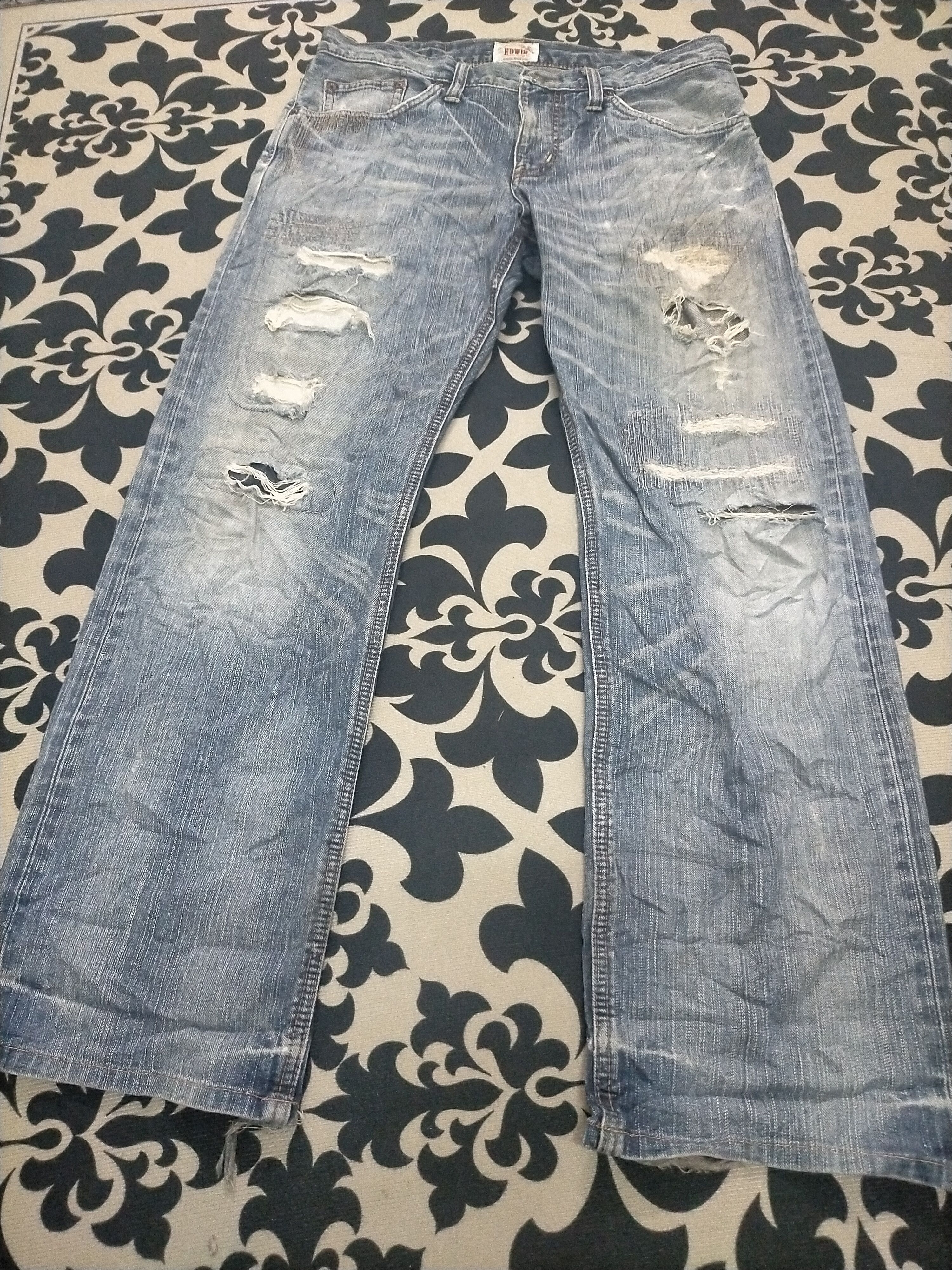 Edwin 🔥Ripped🔥 Edwin xv Distressed Insane Jeans Size US 33 - 5 Thumbnail