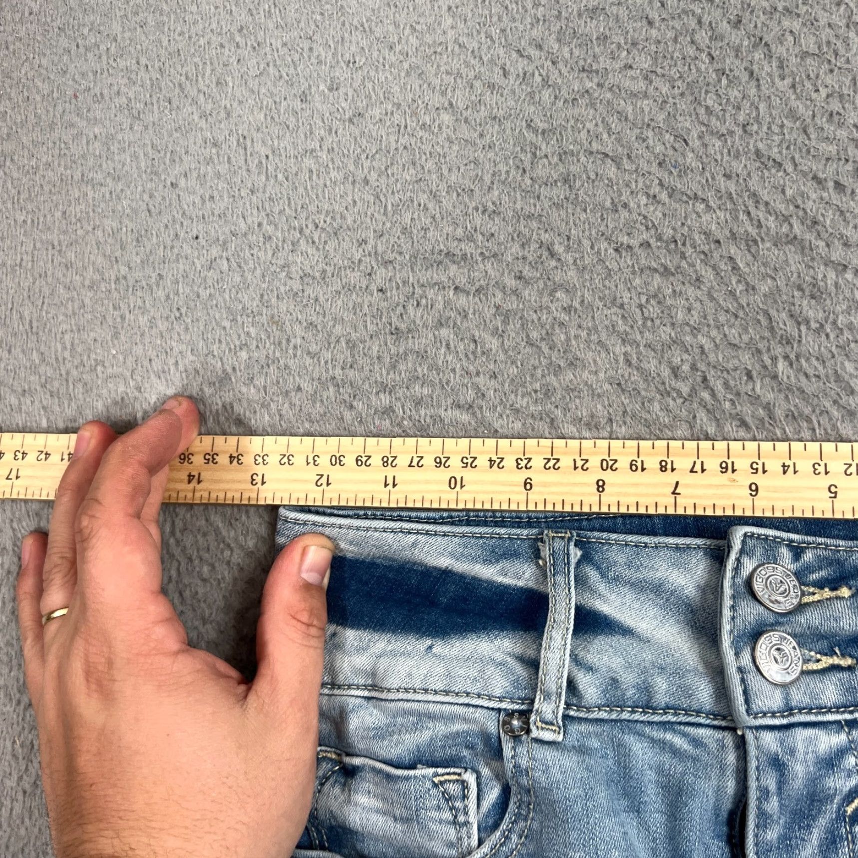 Vintage Vigoss Womens Size 25 Jeans Rebel Skinny Raw Hem Button Fly Light Wash Blue Size 42" / US 20 - 5 Thumbnail
