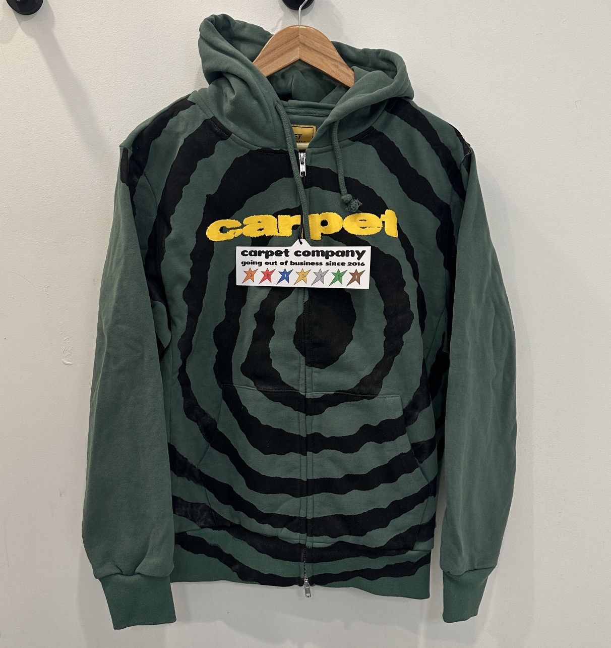image of Carpet Company Spiral Zip-Up Hoodie in Green, Men's (Size Medium)