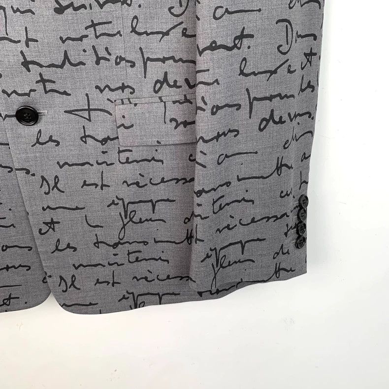 Dior Dior Gray logo letter cursive full print wool V-neck single Size 46R - 4 Thumbnail