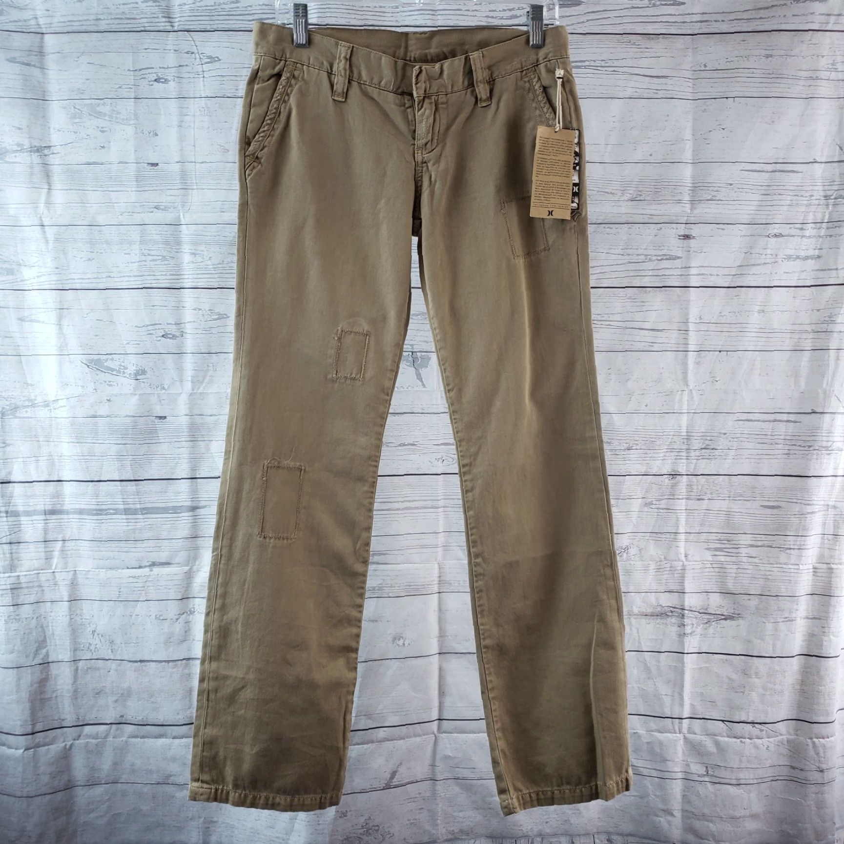 Hurley Hurley Women's Pants Size 1 Chino Low Rise 31 Inseam Cotton Tan Brown Patch Work Vintage: No Size 25" / US 0 / IT 36 - 2 Thumbnail