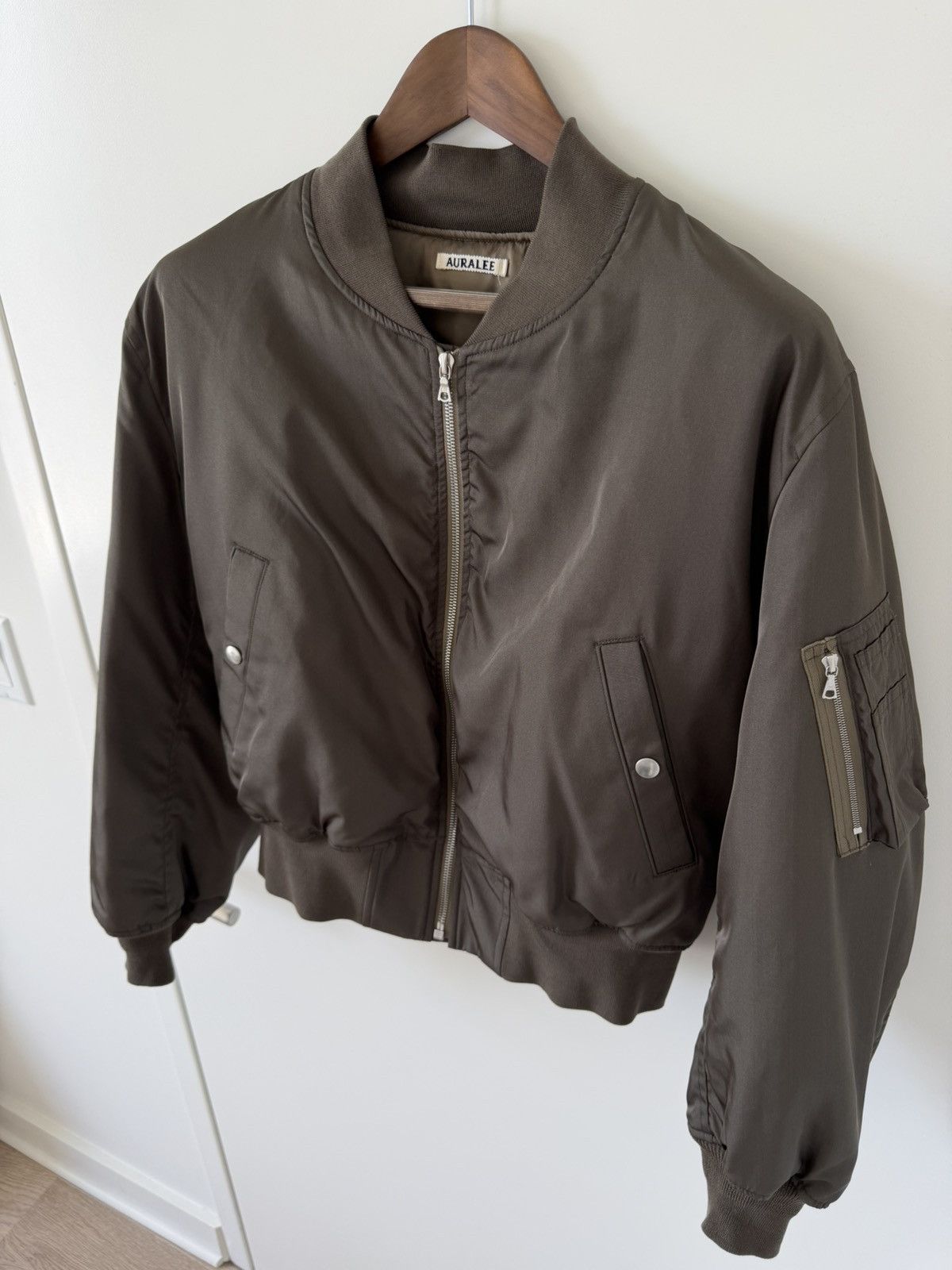 Auralee Auralee Bomber Jacket Silk Twill Blouson Olive Size 3 $1952 Size US S / EU 44-46 / 1 - 2 Thumbnail