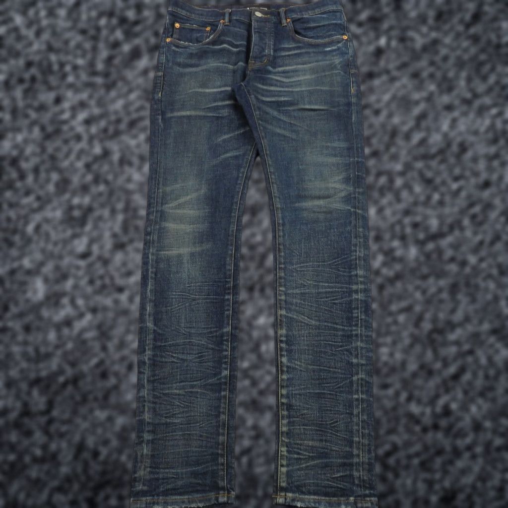 J Brand Purple Brand Jeans Men 32x34 P001 Low Rise Slim Fit Dark Indigo Fades Distressed Jeans Size US 32 / EU 48 - 1 Thumbnail