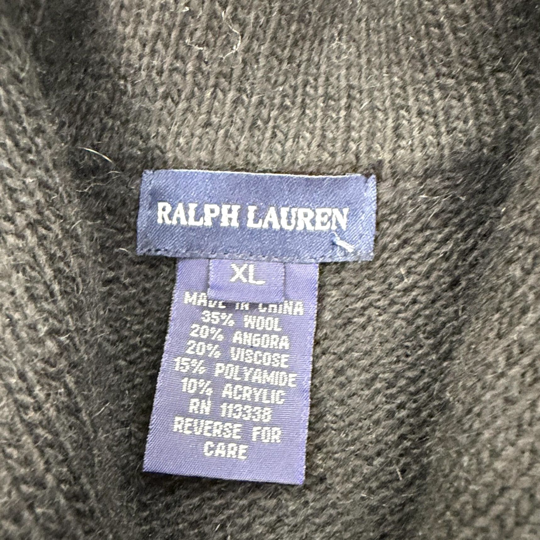 Ralph Lauren VINTAGE Ralph Lauren Cardigan Sweater Womens XL Black Shawl Collar Angora Wool Knit Coat, 60s? Size XL / US 12-14 / IT 48-50 - 5 Thumbnail