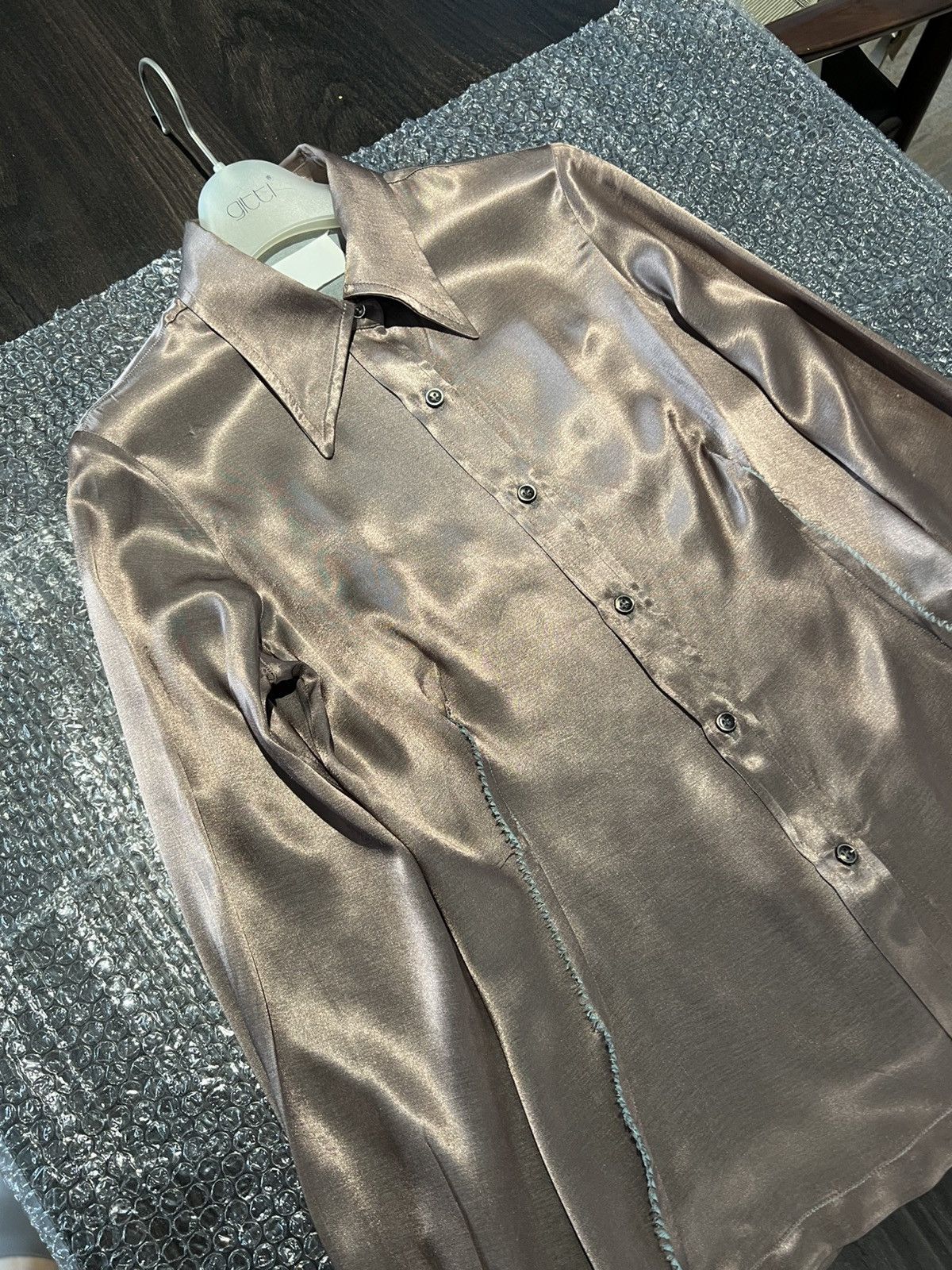 Maison Margiela Maison Martin Margiela 2005AW Artisanal Bronze Silk Shirt Size L / US 10 / IT 46 - 3 Thumbnail