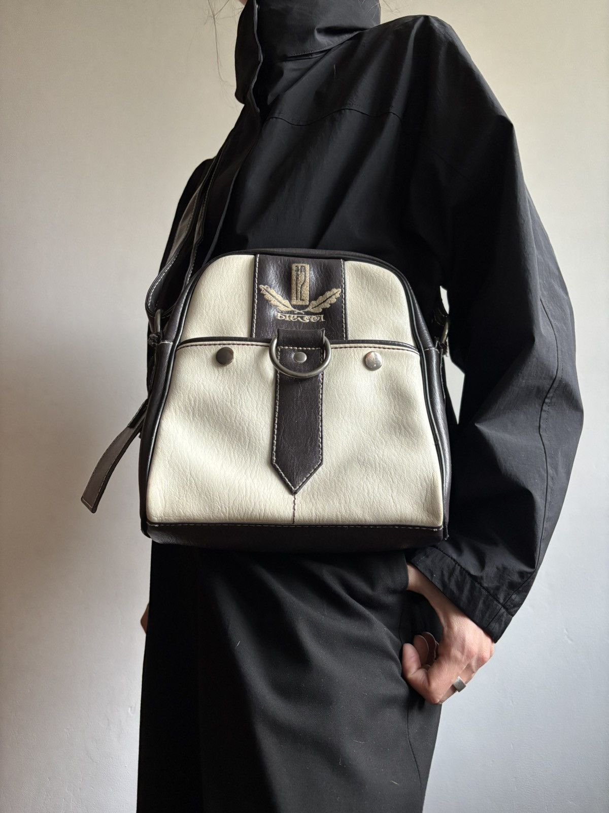 Jil Sander 2003 Multi-Pocket Cargo Leather White Shoulder